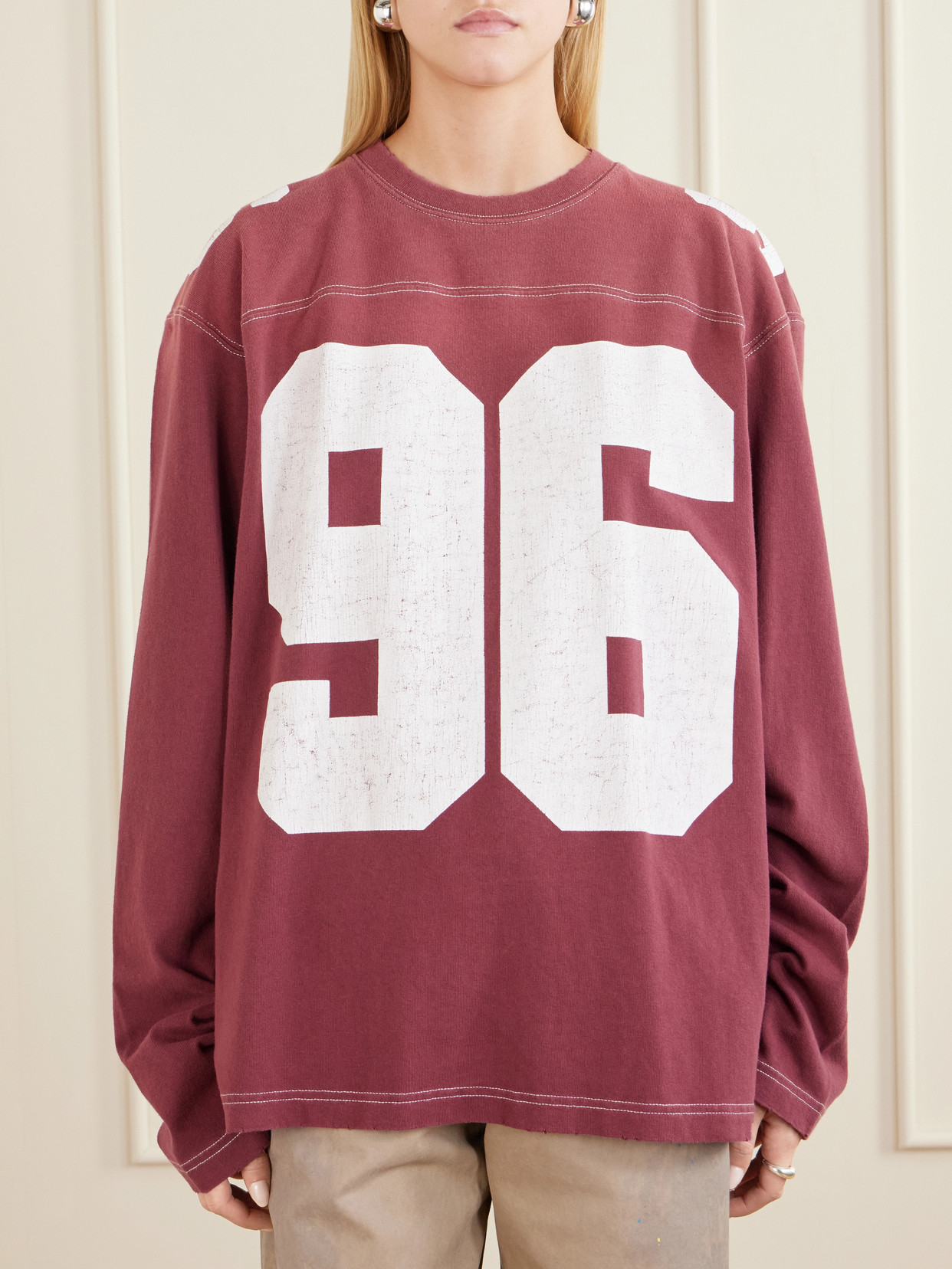 Acne Studios Exfold Printed Cotton-jersey Sweater In Red