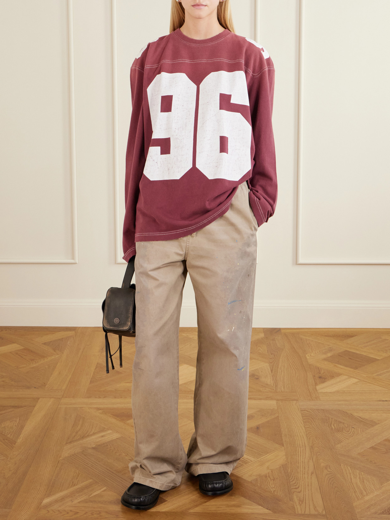 Acne Studios Exfold Printed Cotton-jersey Sweater In Red