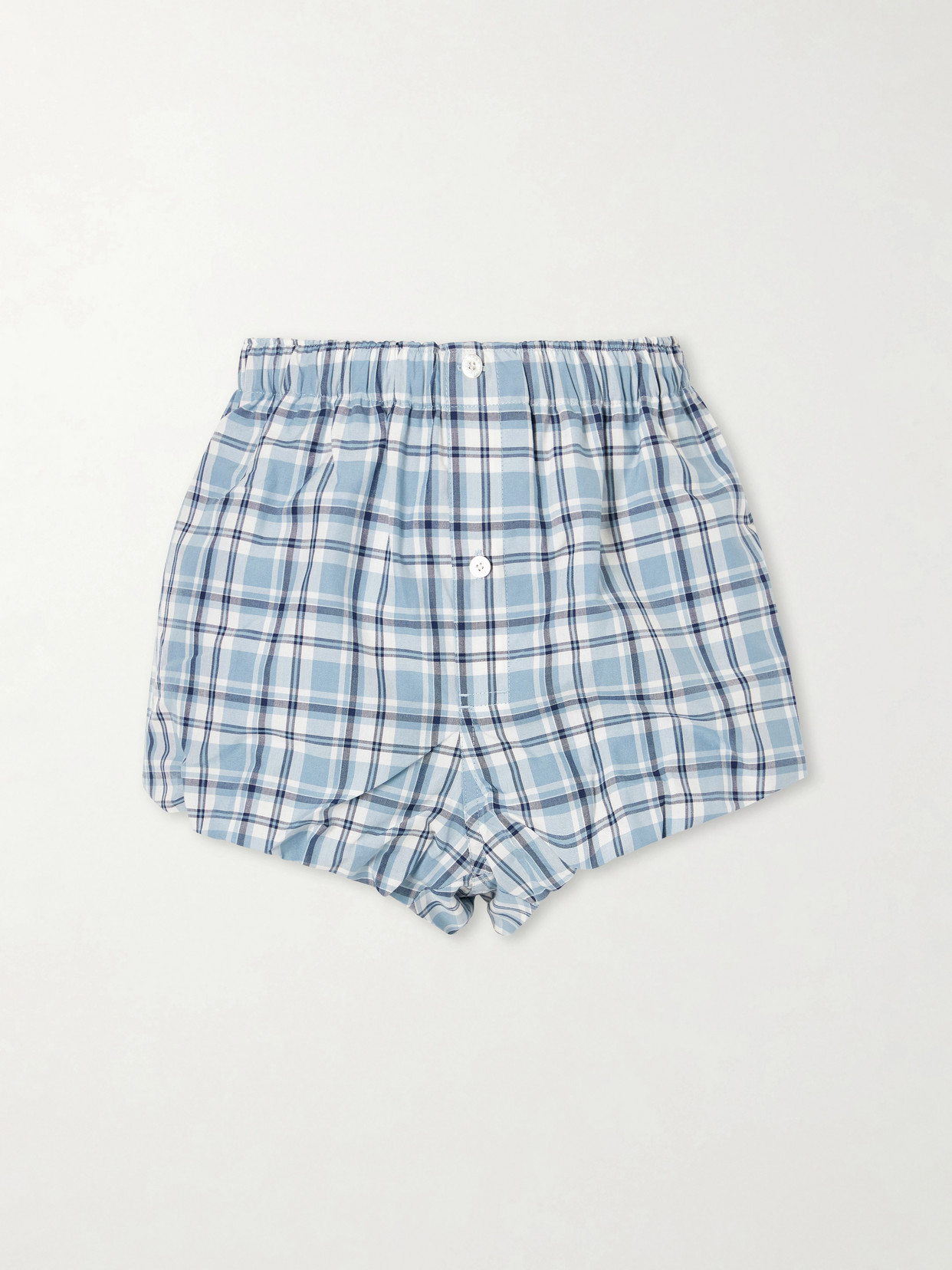 Acne Studios Pebby Checked Cotton Shorts In Blue