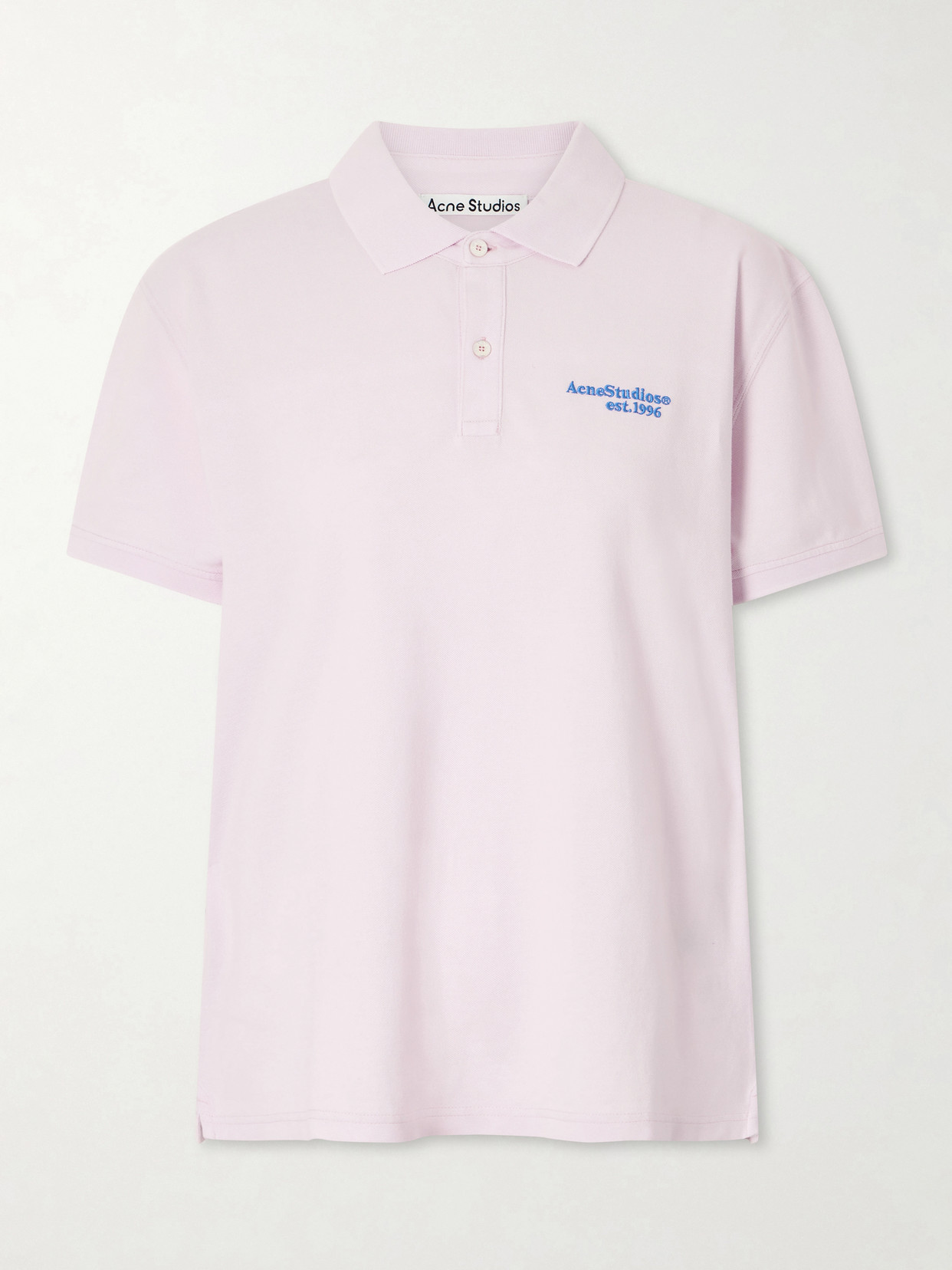 Acne Studios Embroidered Cotton-piqué Polo Shirt In Pink