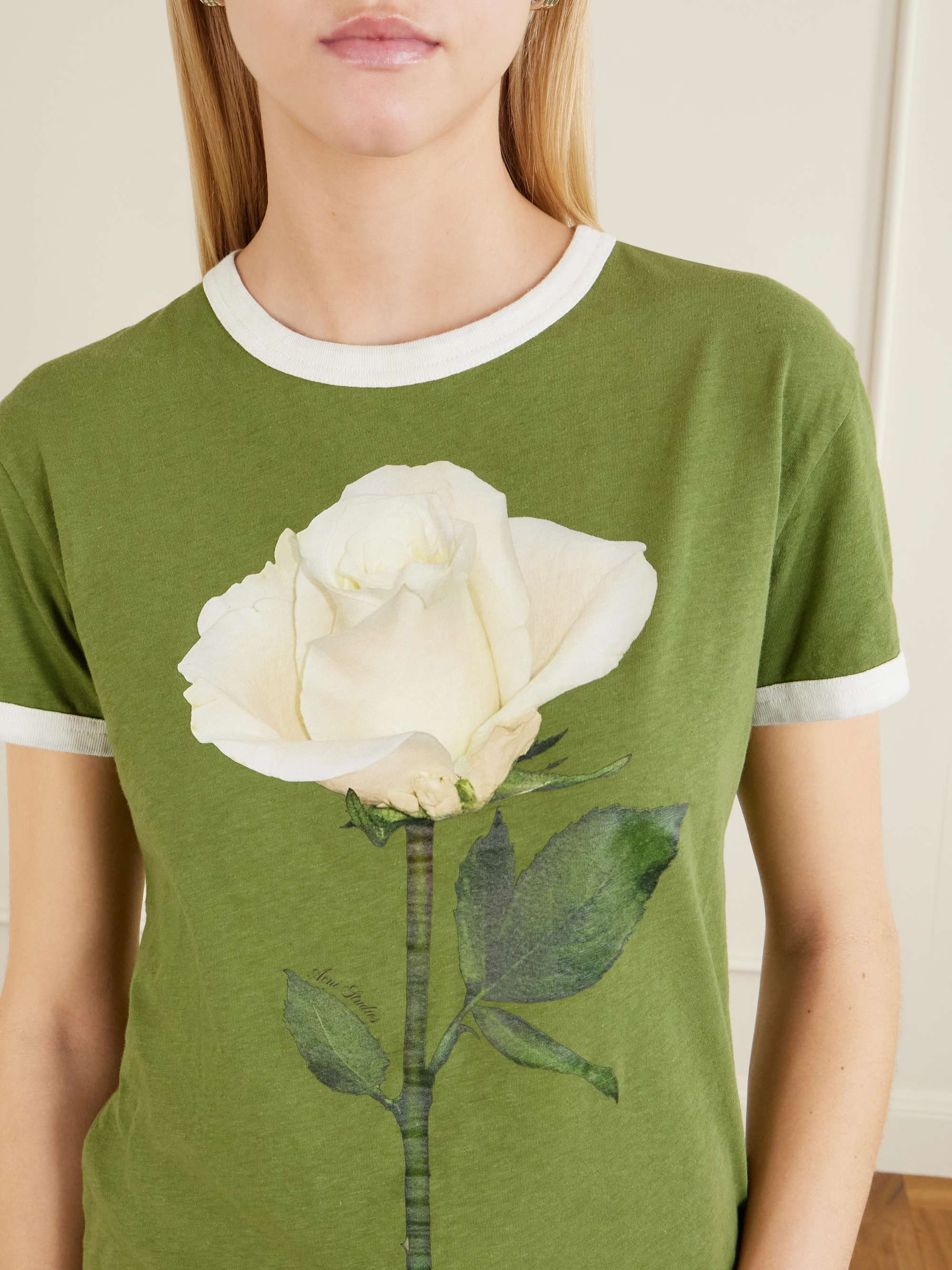ACNE STUDIOS Etza printed cotton and hemp-blend T-shirt | NET-A-PORTER