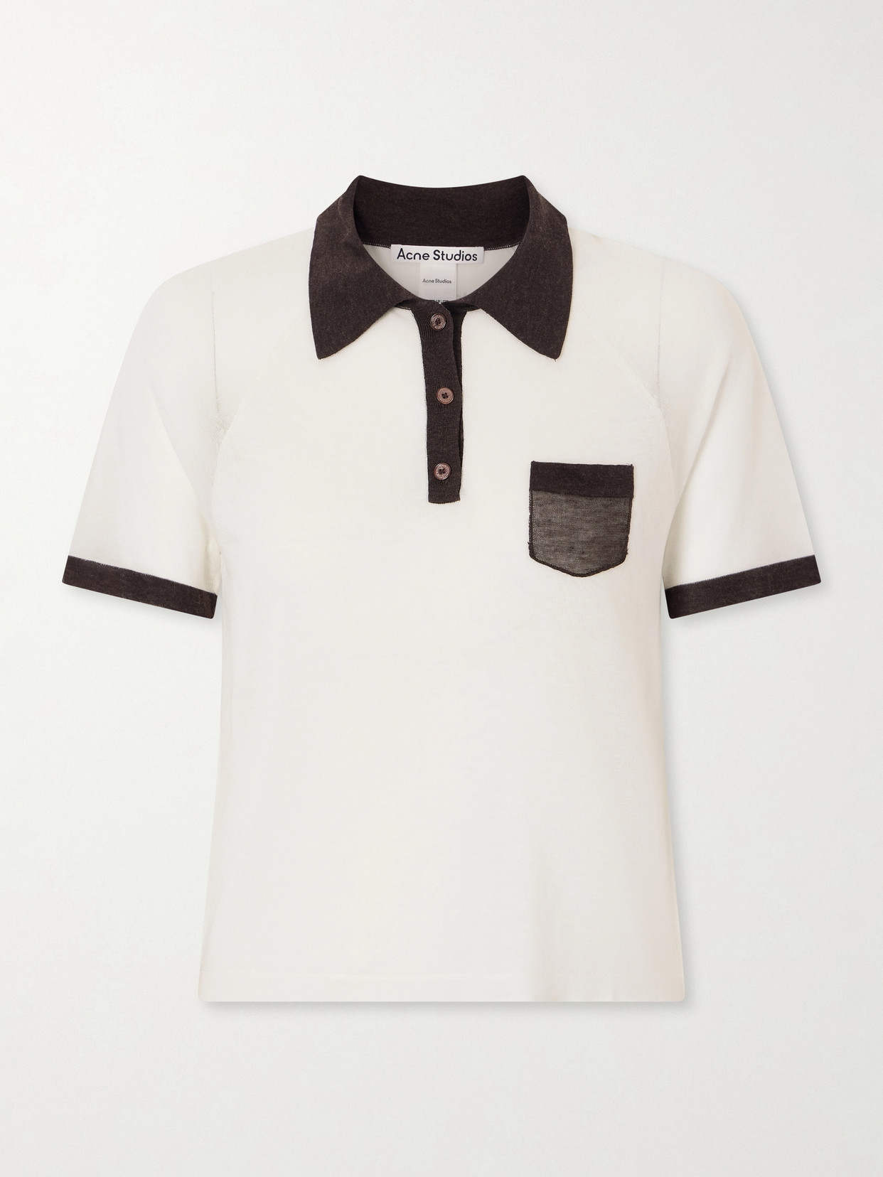 Acne Studios Color-block Lyocell And Wool-blend Jersey Polo Shirt In White