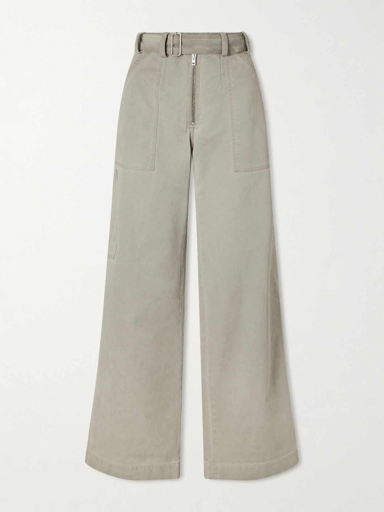 Acne Studios Belted Cotton-blend Gabardine Wide-leg Pants In Blue