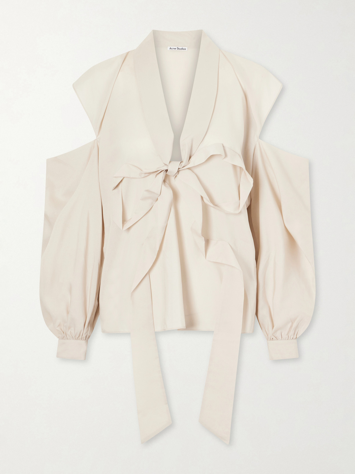 Acne Studios - Bow-embellished Cut-out Lyocell Blouse - Neutrals