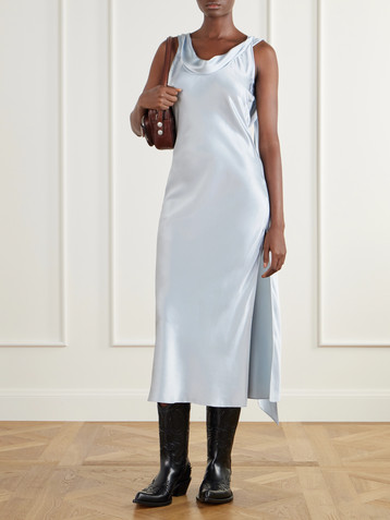 Acne Studios Scarf-detailed draped silk-satin midi dress