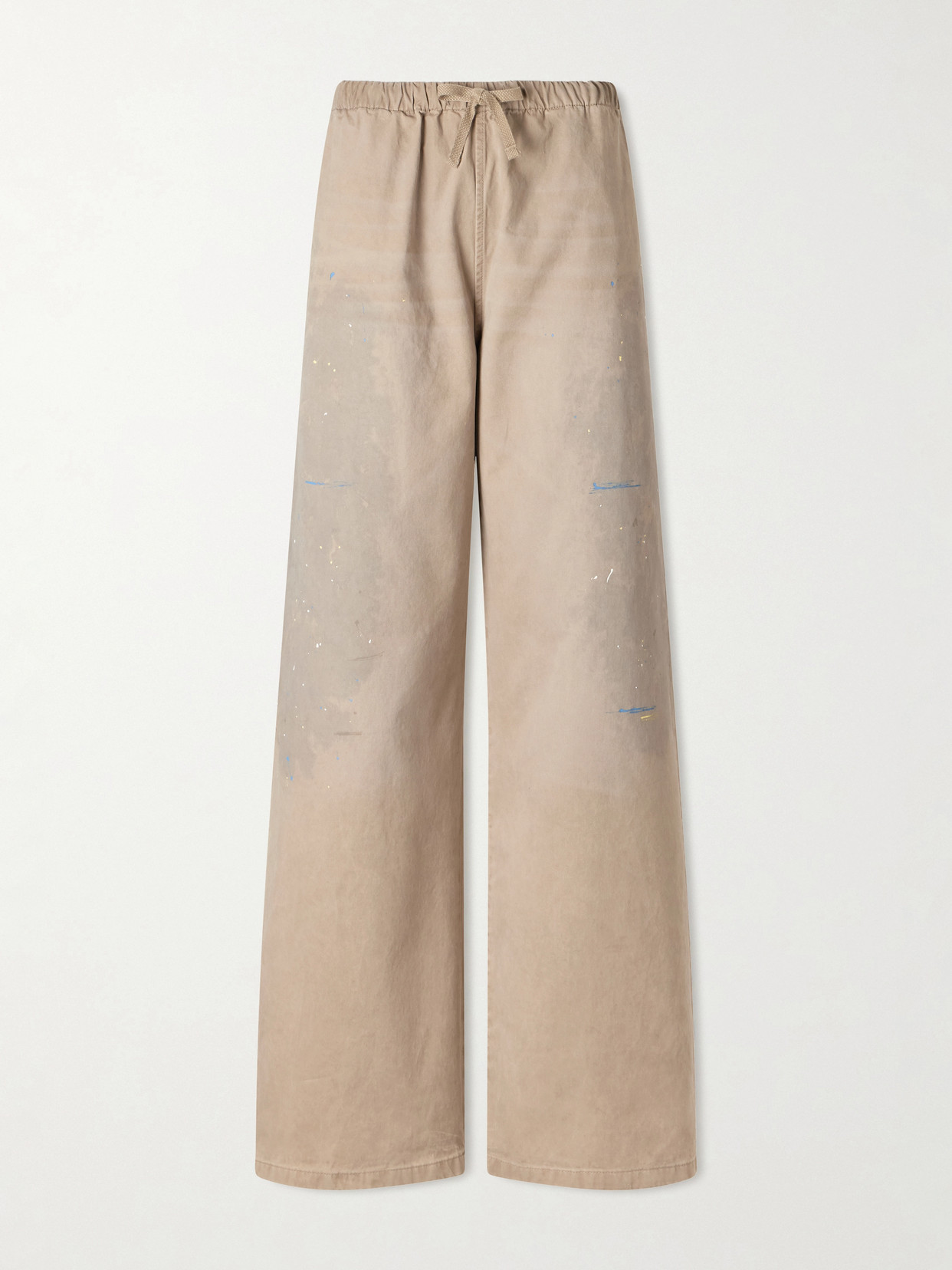 Acne Studios Plott Paint-splatter Cotton-twill Wide-leg Pants In Red