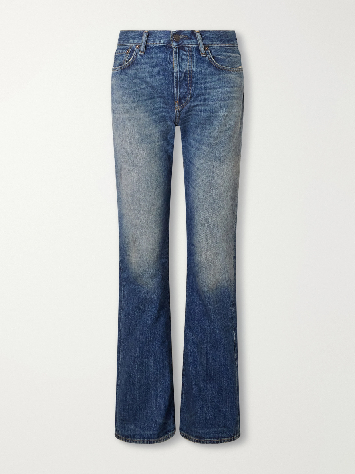 Acne Studios 2009 Mid-rise Distressed Straight-leg Jeans In Blue