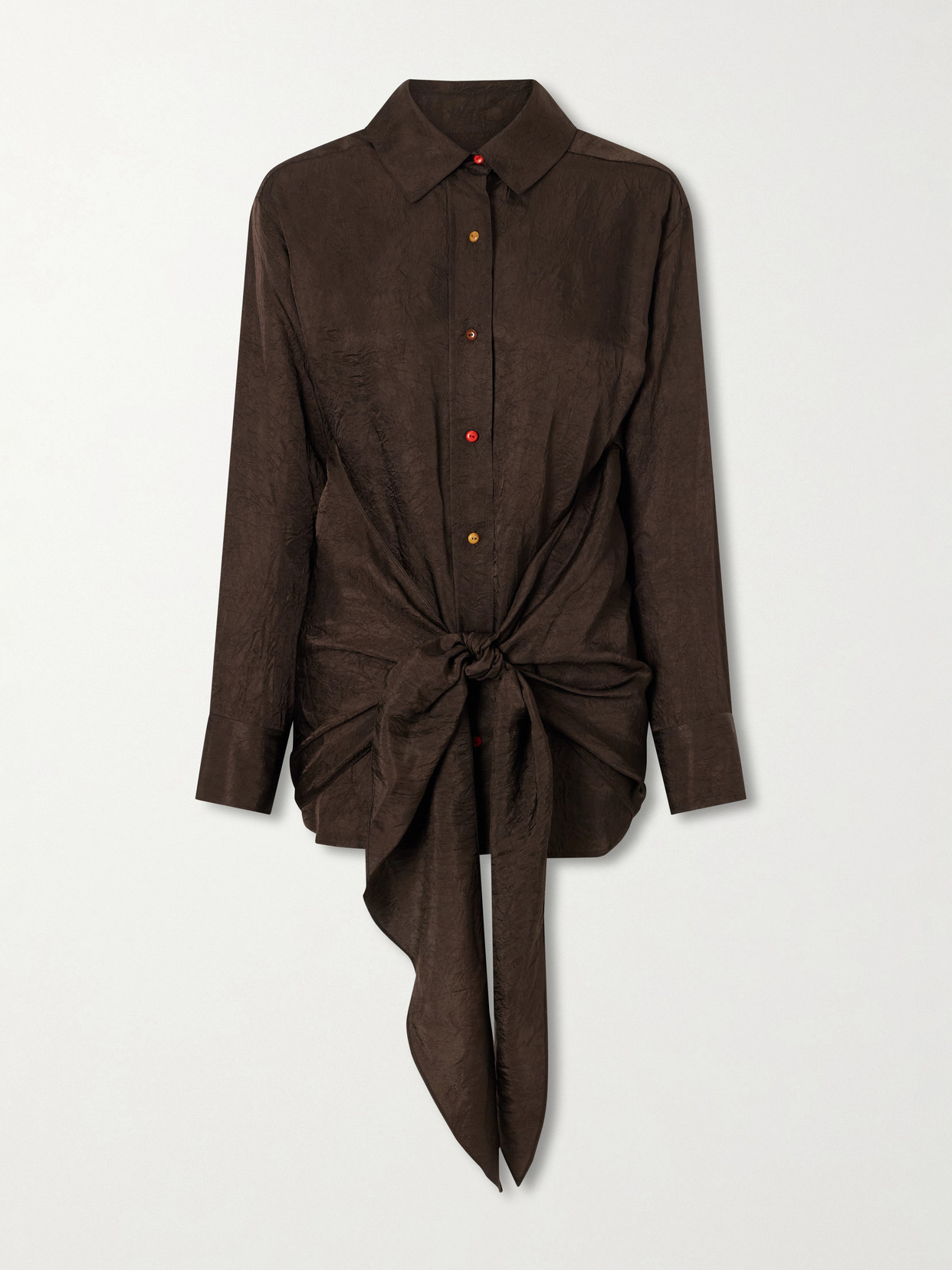 Arroyo Knotted Crinkled-Satin Shirt