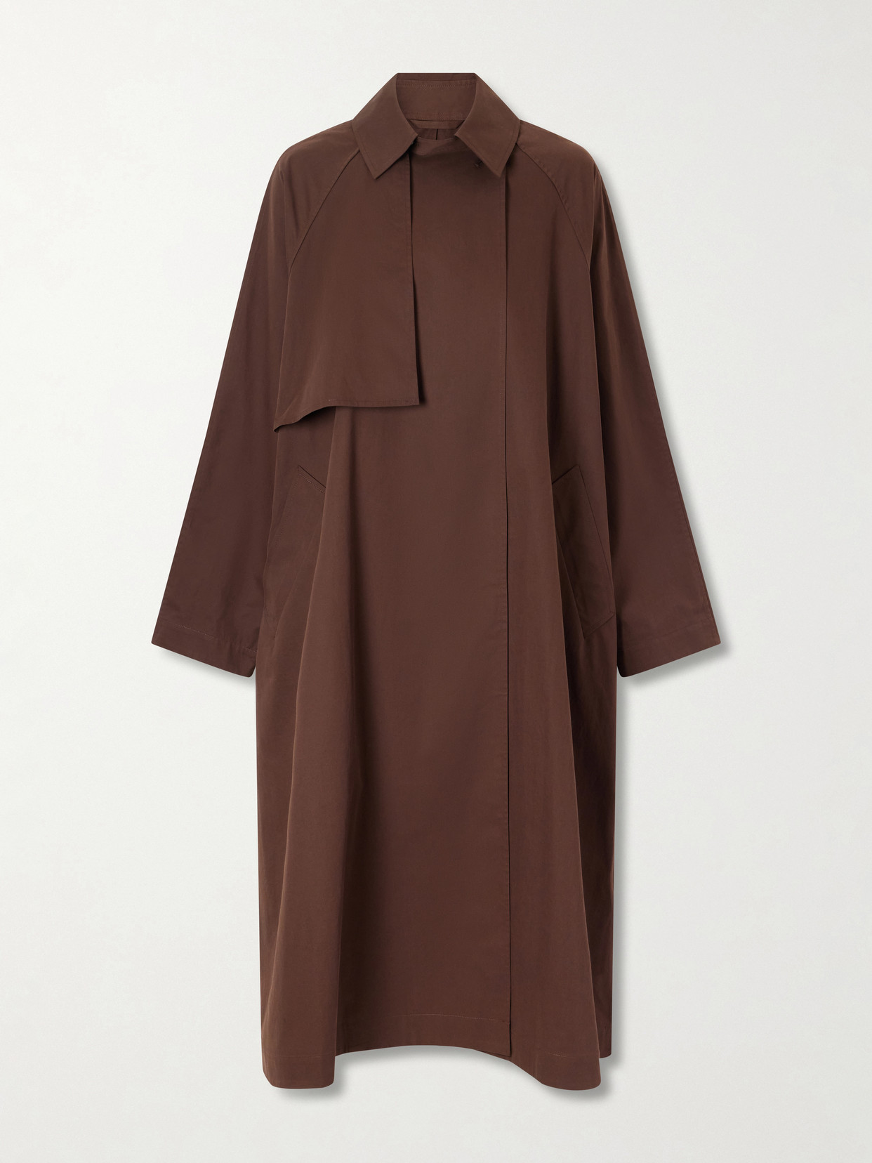 Ossou Delta Cotton-twill Trench Coat In Brown