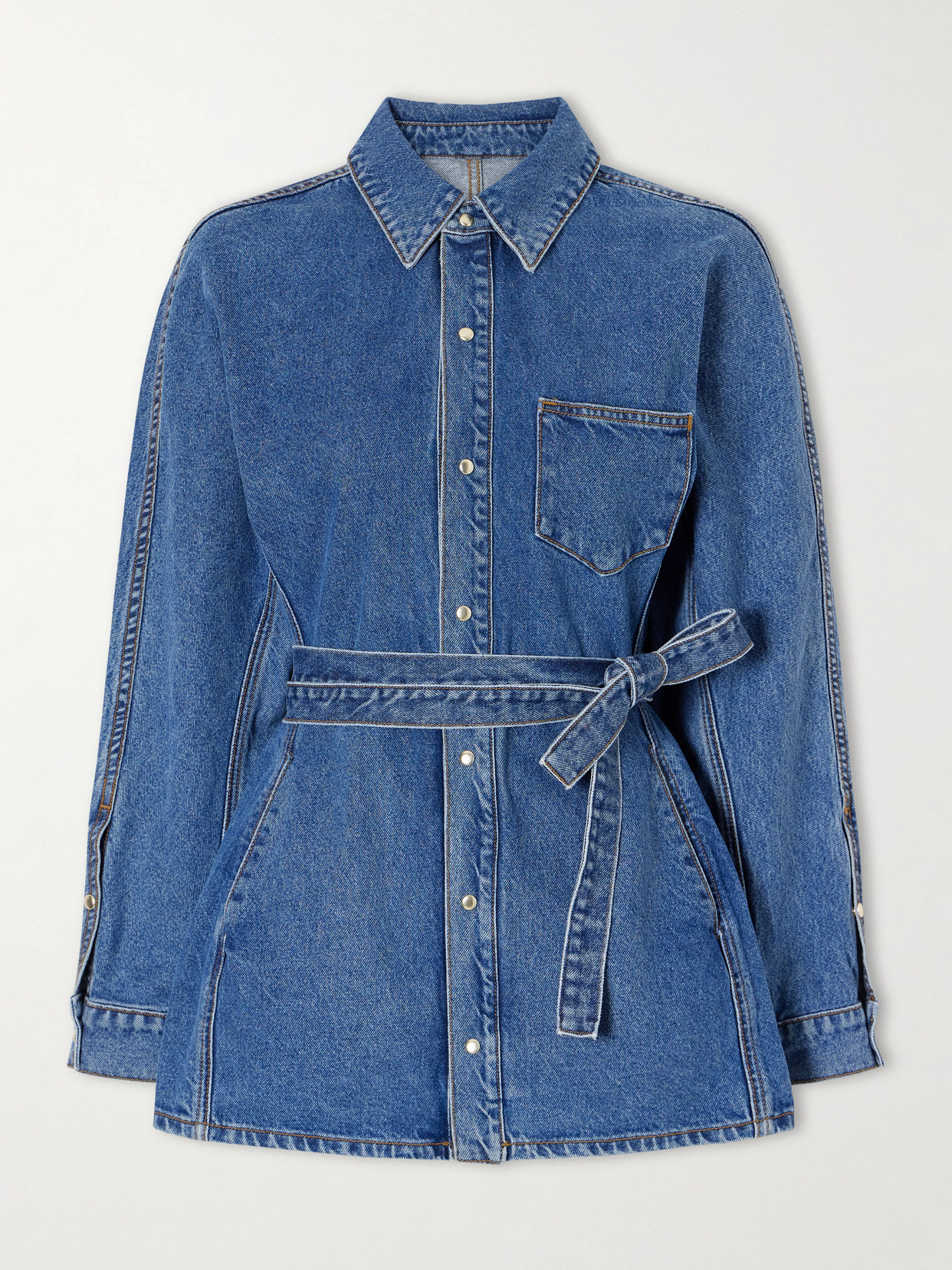 Ossou Cinch Denim Shirt In Blue