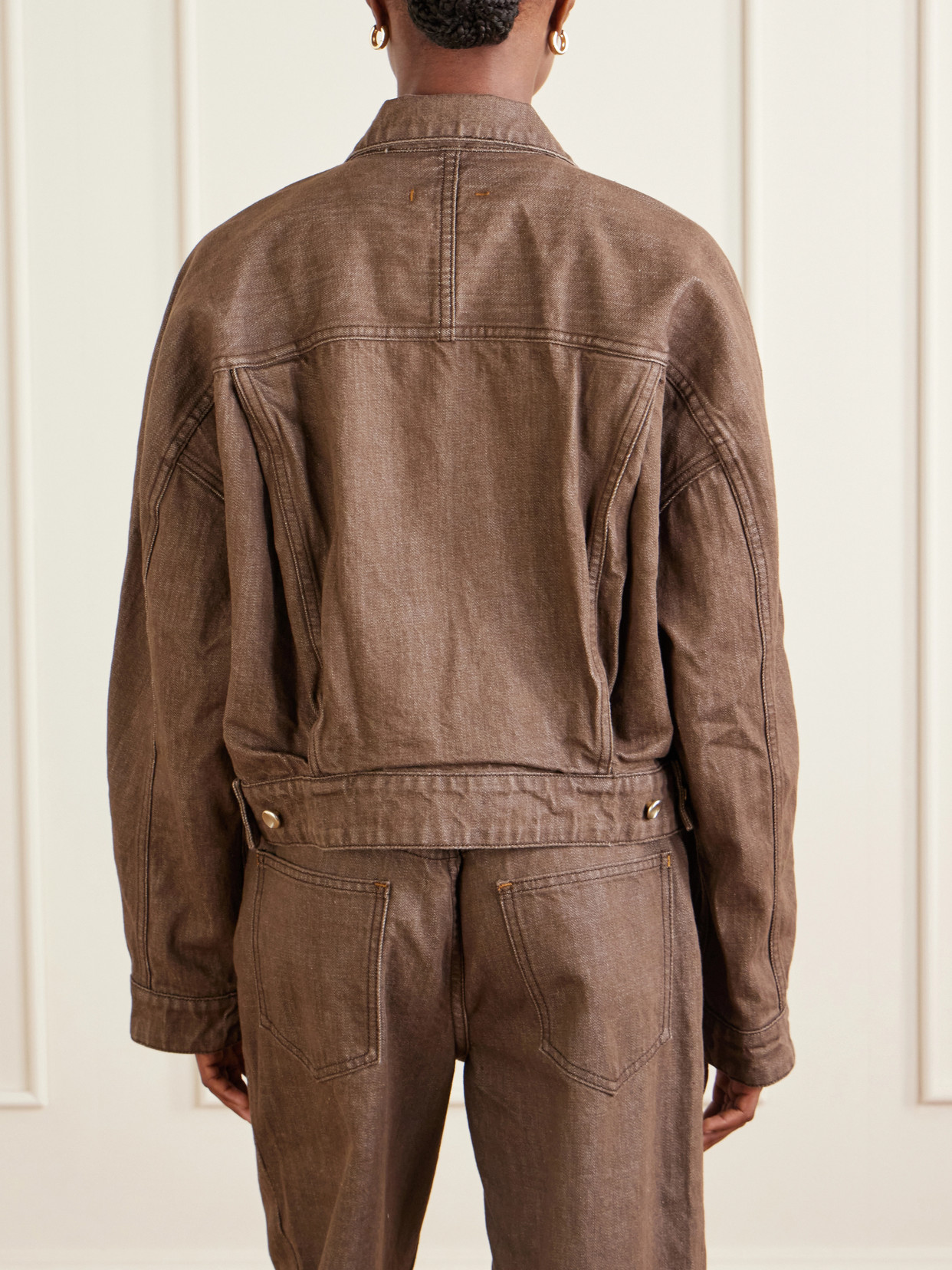 Ossou Sway Denim Jacket In Brown