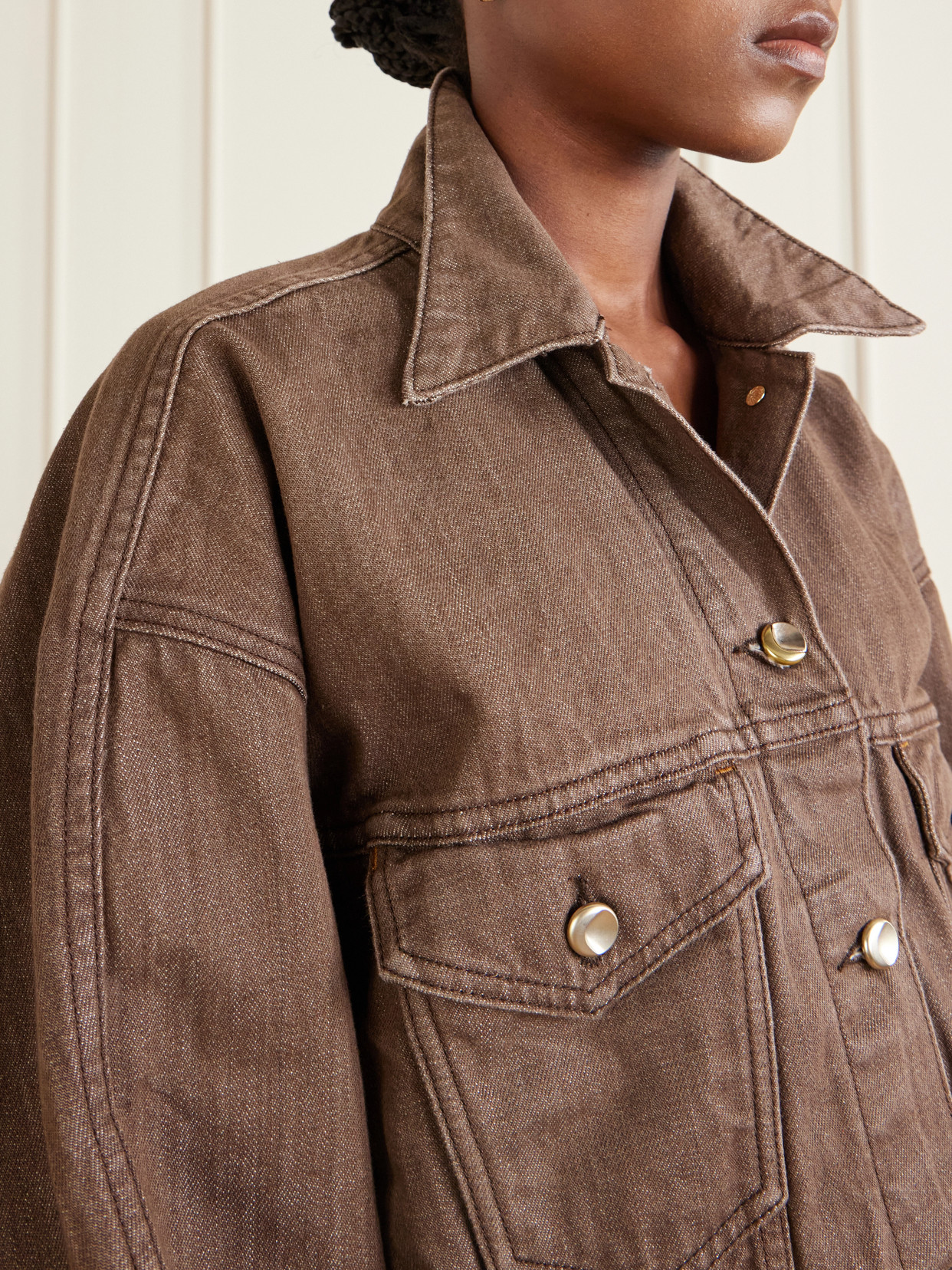Ossou Sway Denim Jacket In Brown