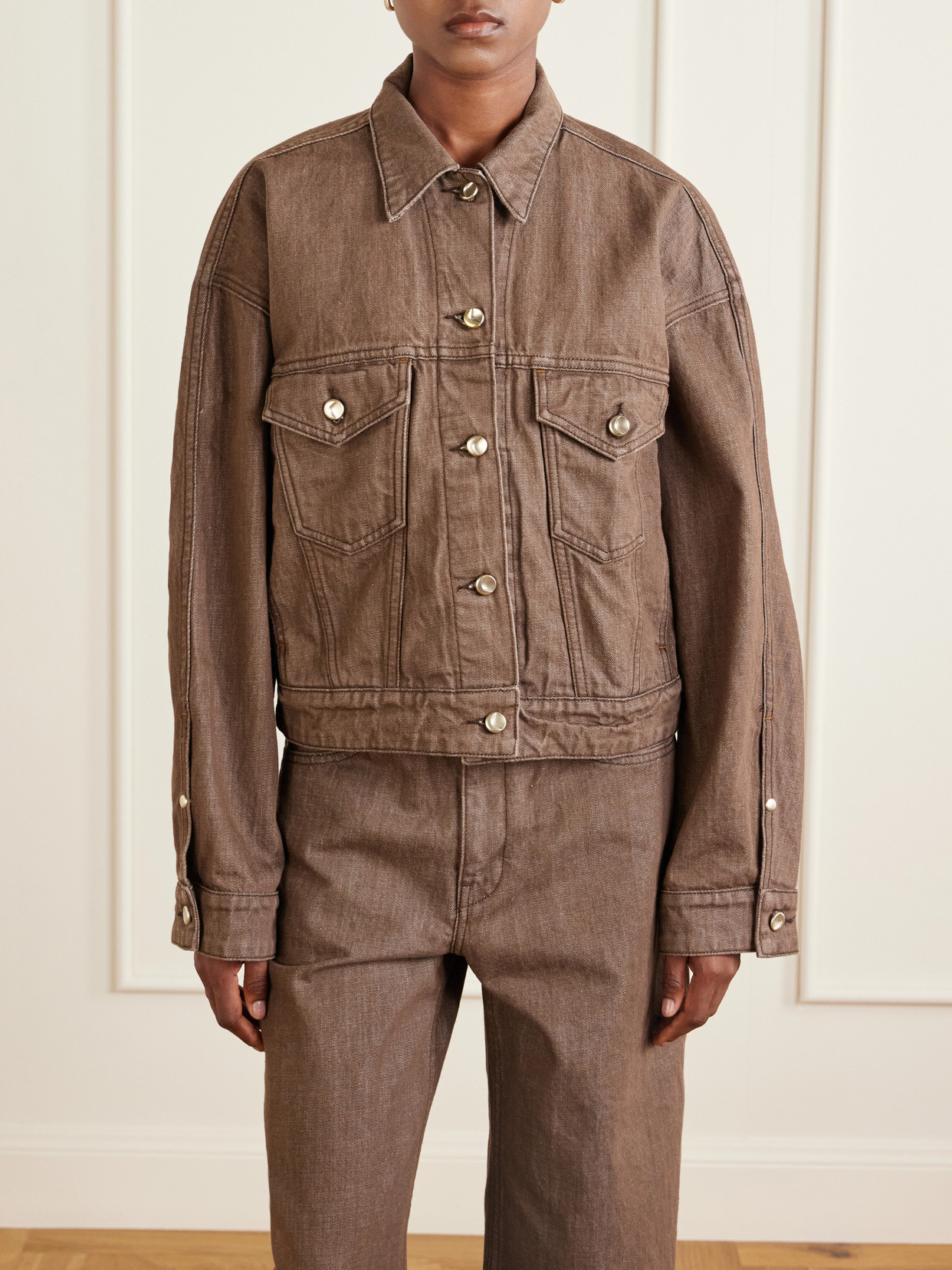 Ossou Sway Denim Jacket In Brown