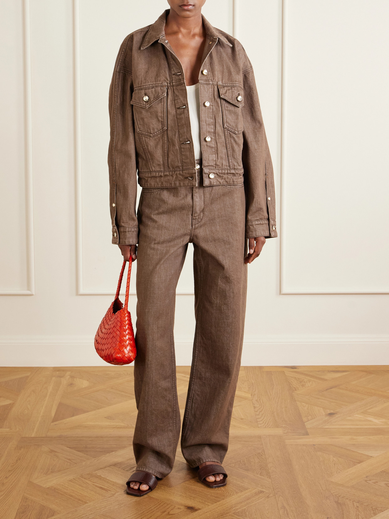 Ossou Sway Denim Jacket In Brown