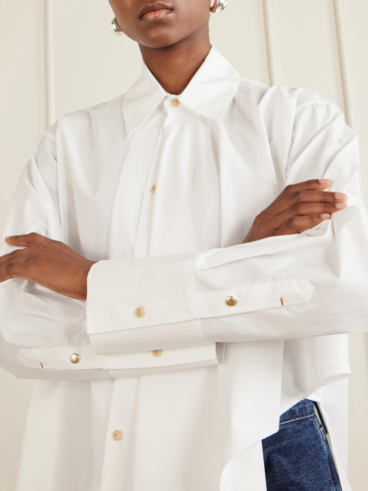 Tess Draped Cotton Poplin Shirt