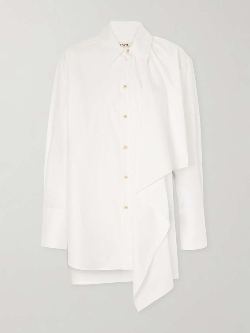 Tess Draped Cotton Poplin Shirt