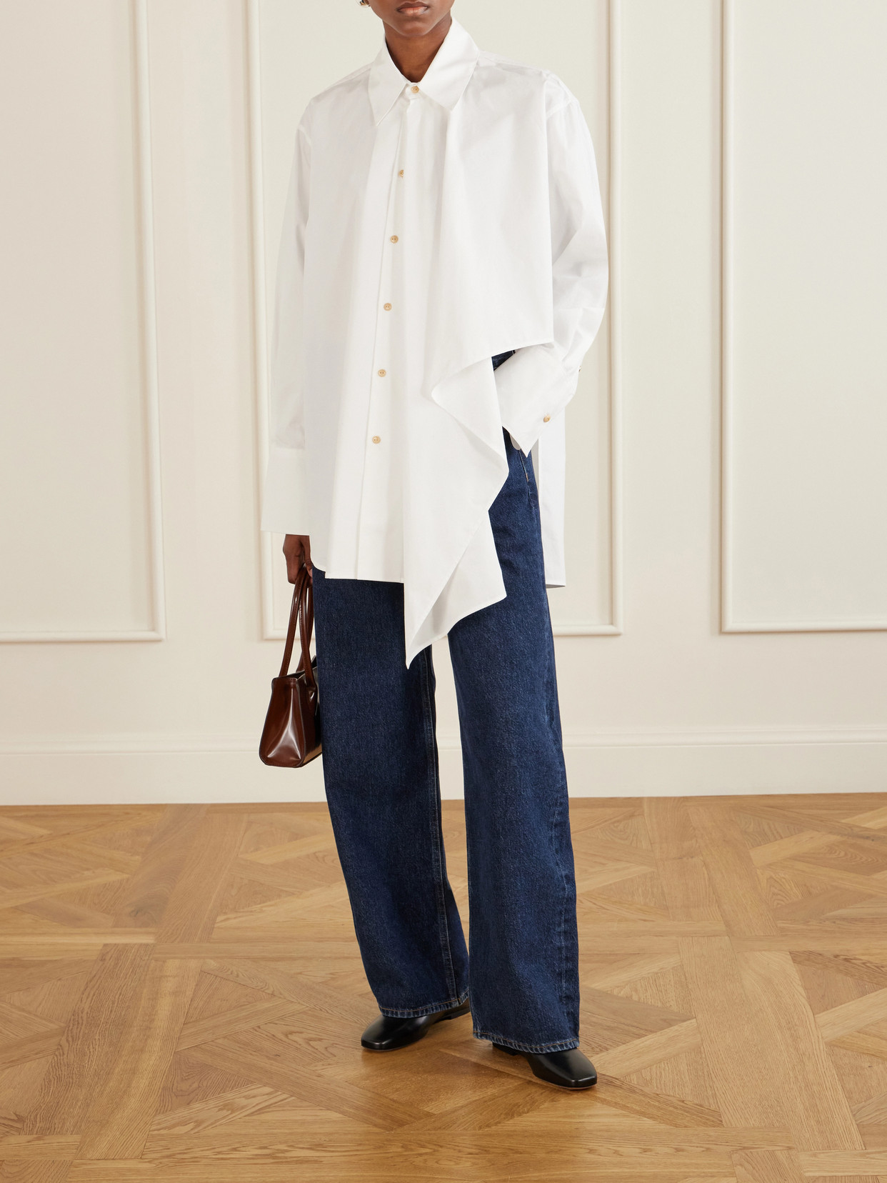 Tess Draped Cotton Poplin Shirt