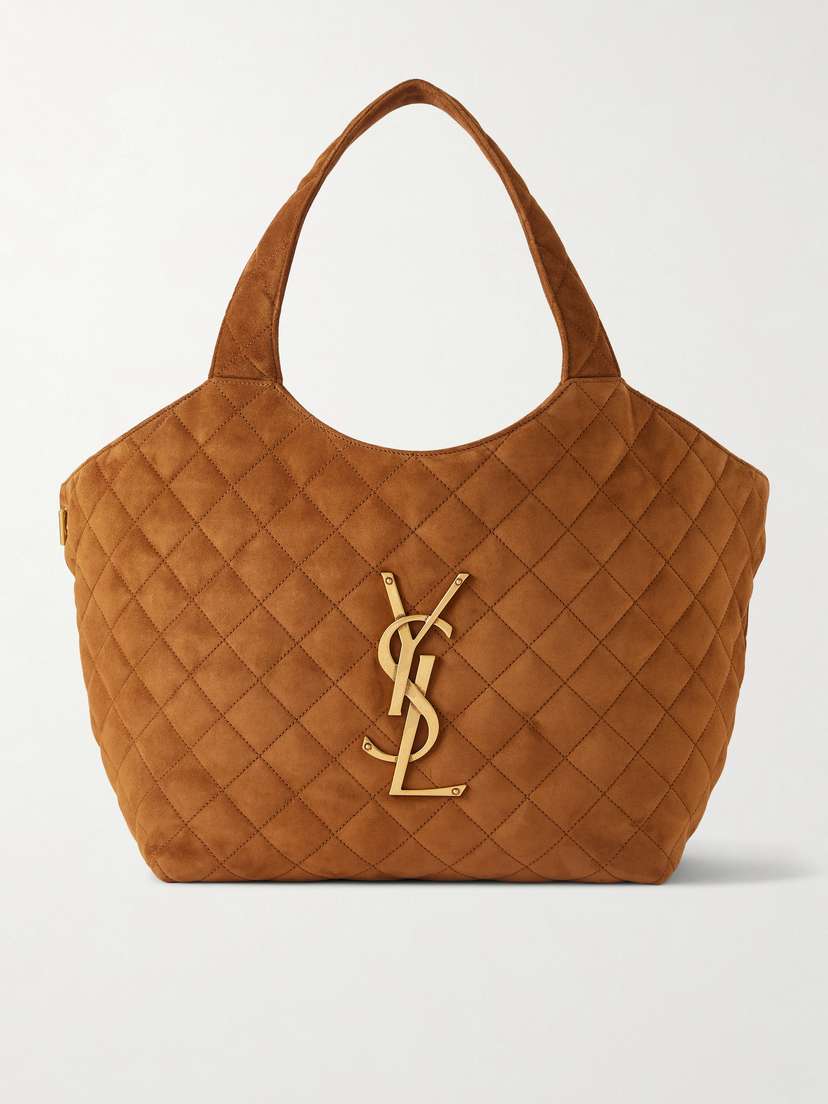 Saint Laurent Icare Medium Matelassé Suede Tote