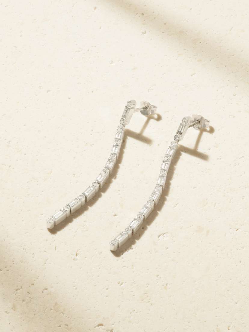 Sydney Evan 14-karat White Gold Diamond Earrings