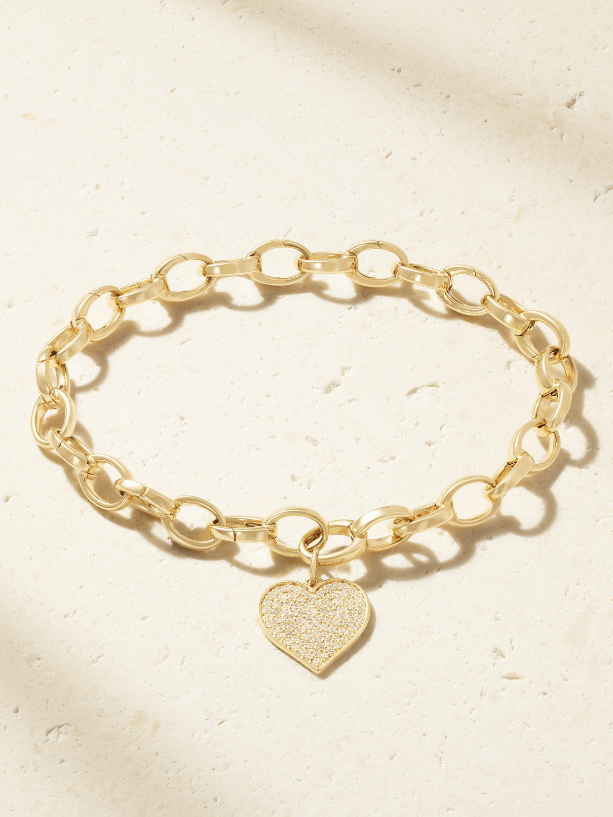 Sydney Evan Heart 14-karat Gold Diamond Bracelet In Metallic