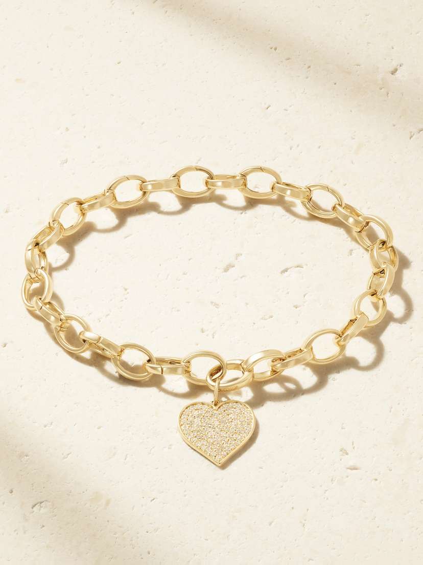 Sydney Evan Heart 14-karat Gold Diamond Bracelet