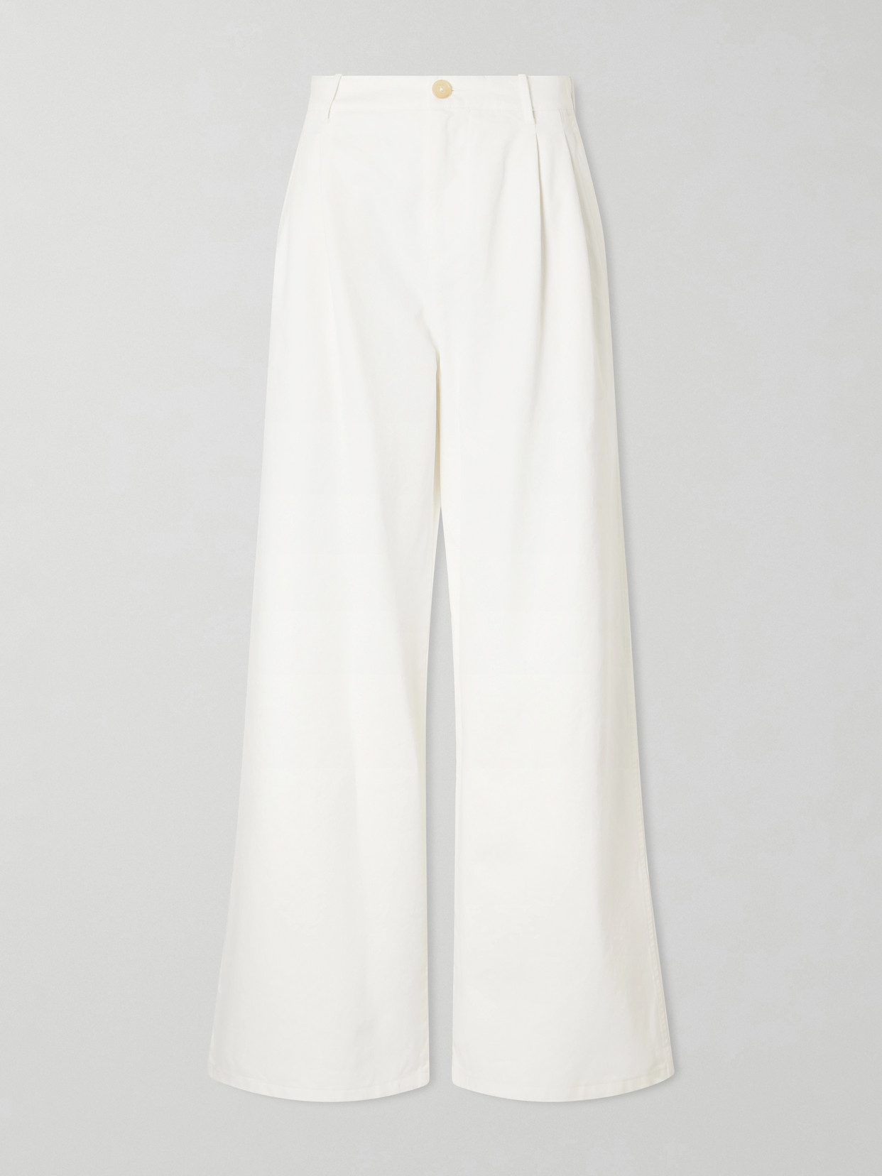 Jil Sander Pleated Cotton-twill Wide-leg Pants In White