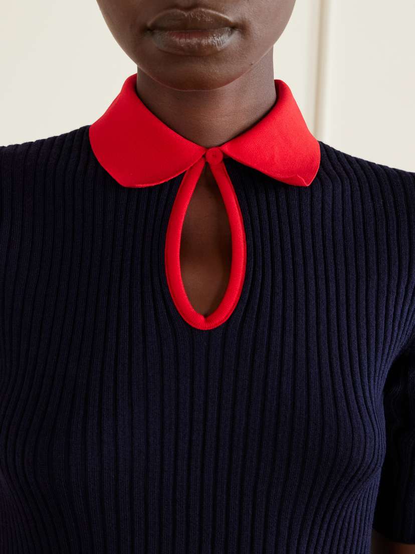 Jil Sander Two-tone Ribbed Wool Polo Shirt | Thumbnail 5
