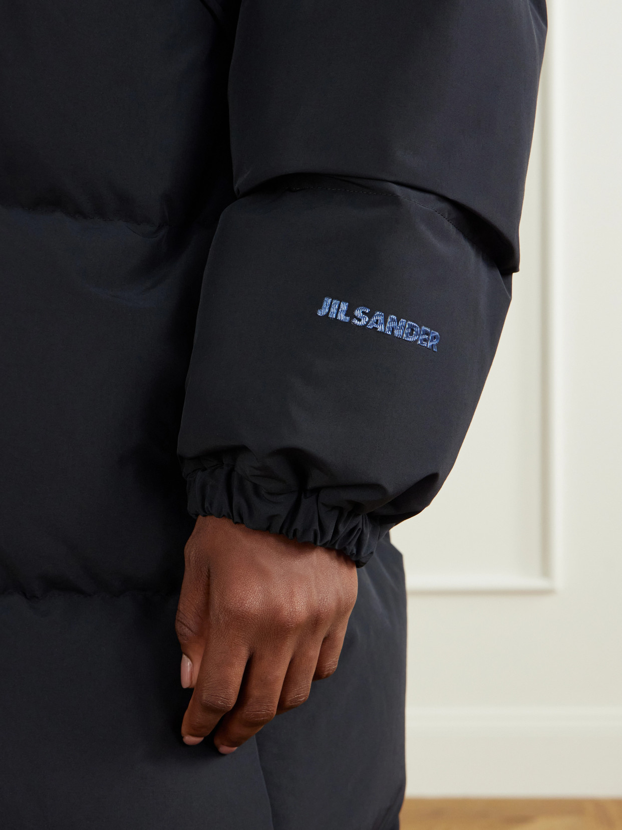 Logo-Appliquéd Quilted Down Coat