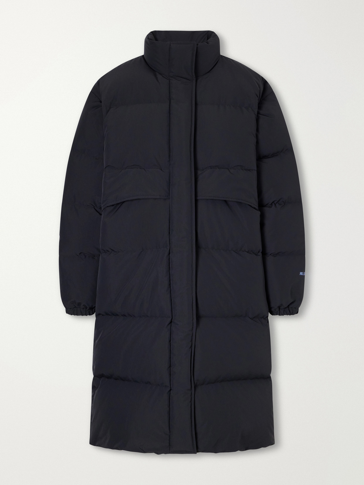 Jil Sander Logo-appliquéd Quilted Shell Down Coat In Black
