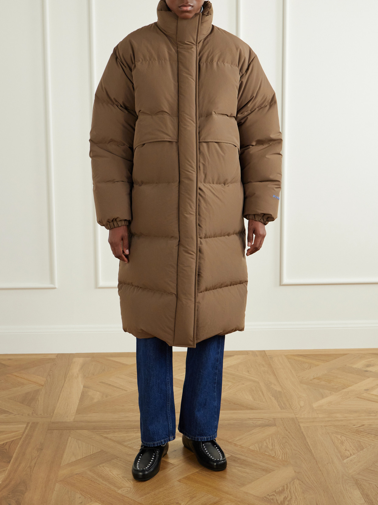 Logo-Appliquéd Quilted Down Coat