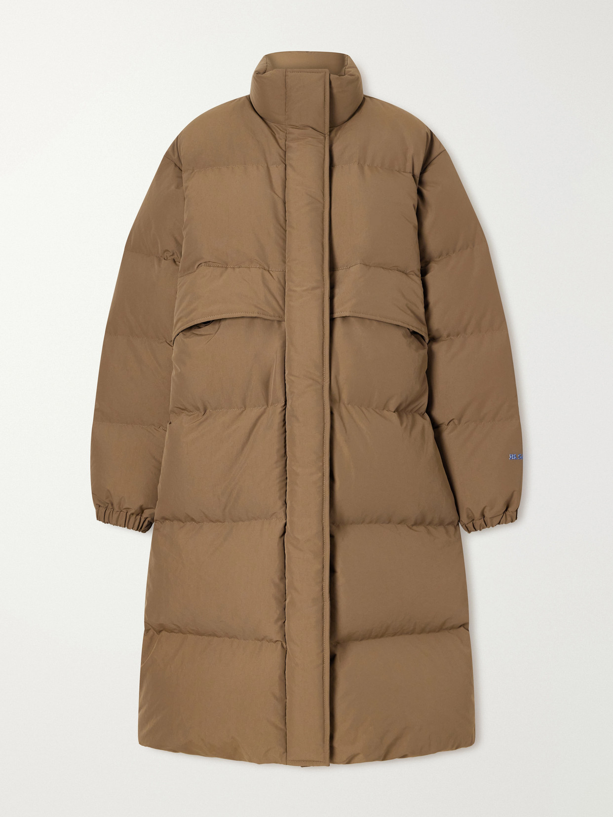 Jil Sander Logo-appliquéd Quilted Shell Down Coat In Brown