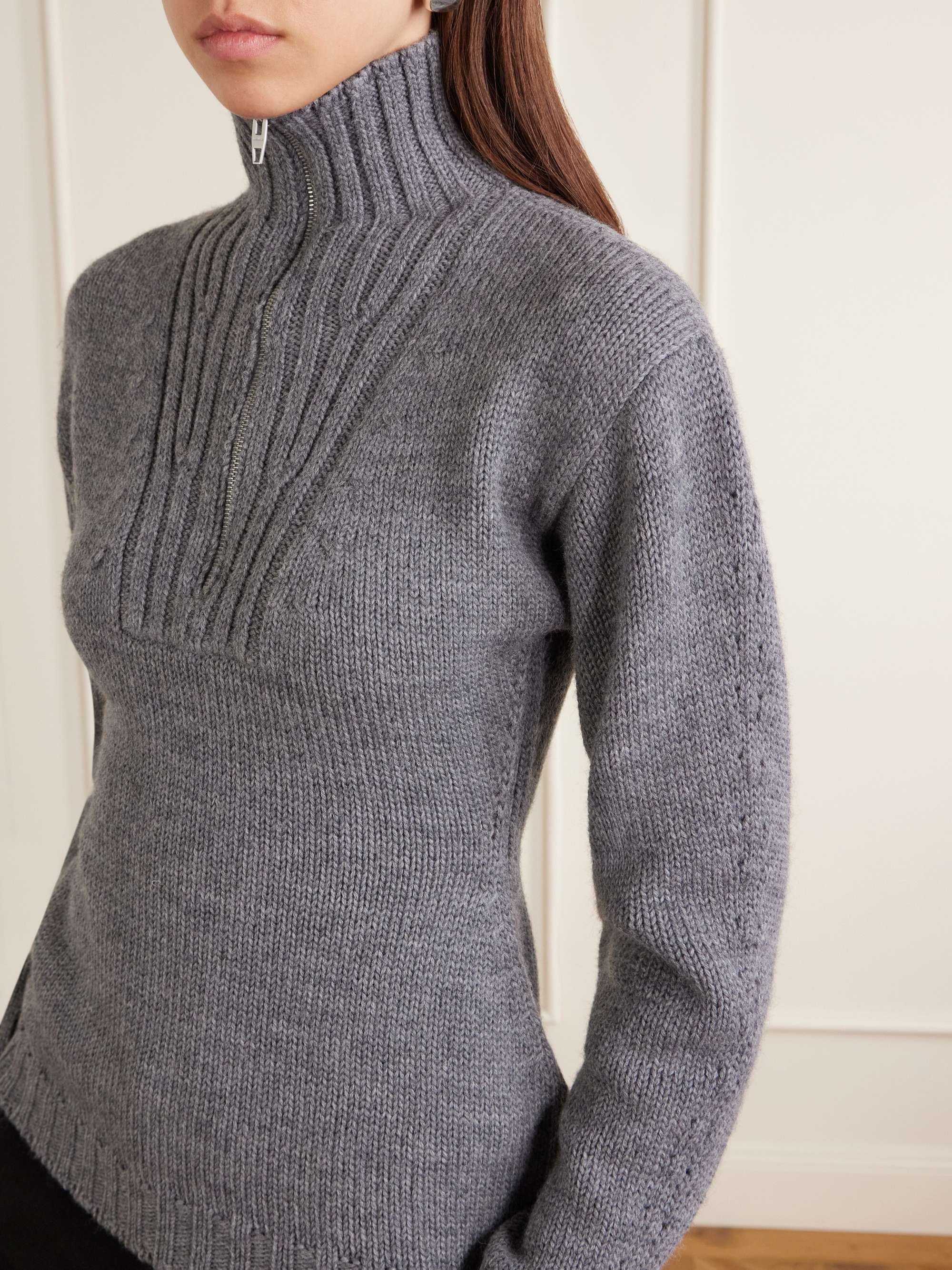JIL SANDER Ribbed-knit wool half-zip turtleneck sweater | NET-A-PORTER