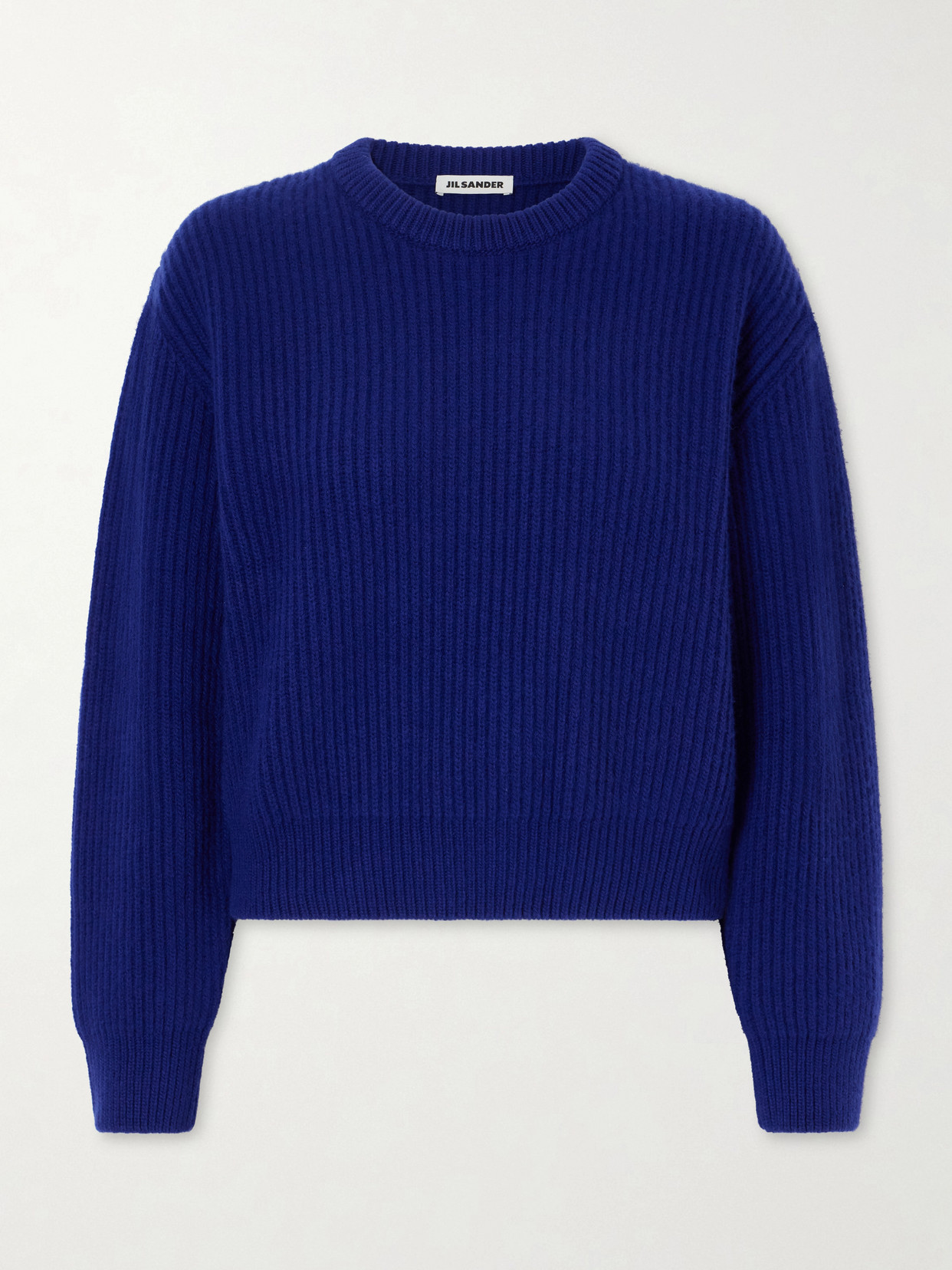Jil Sander Ribbed-knit Wool Sweater In Blue