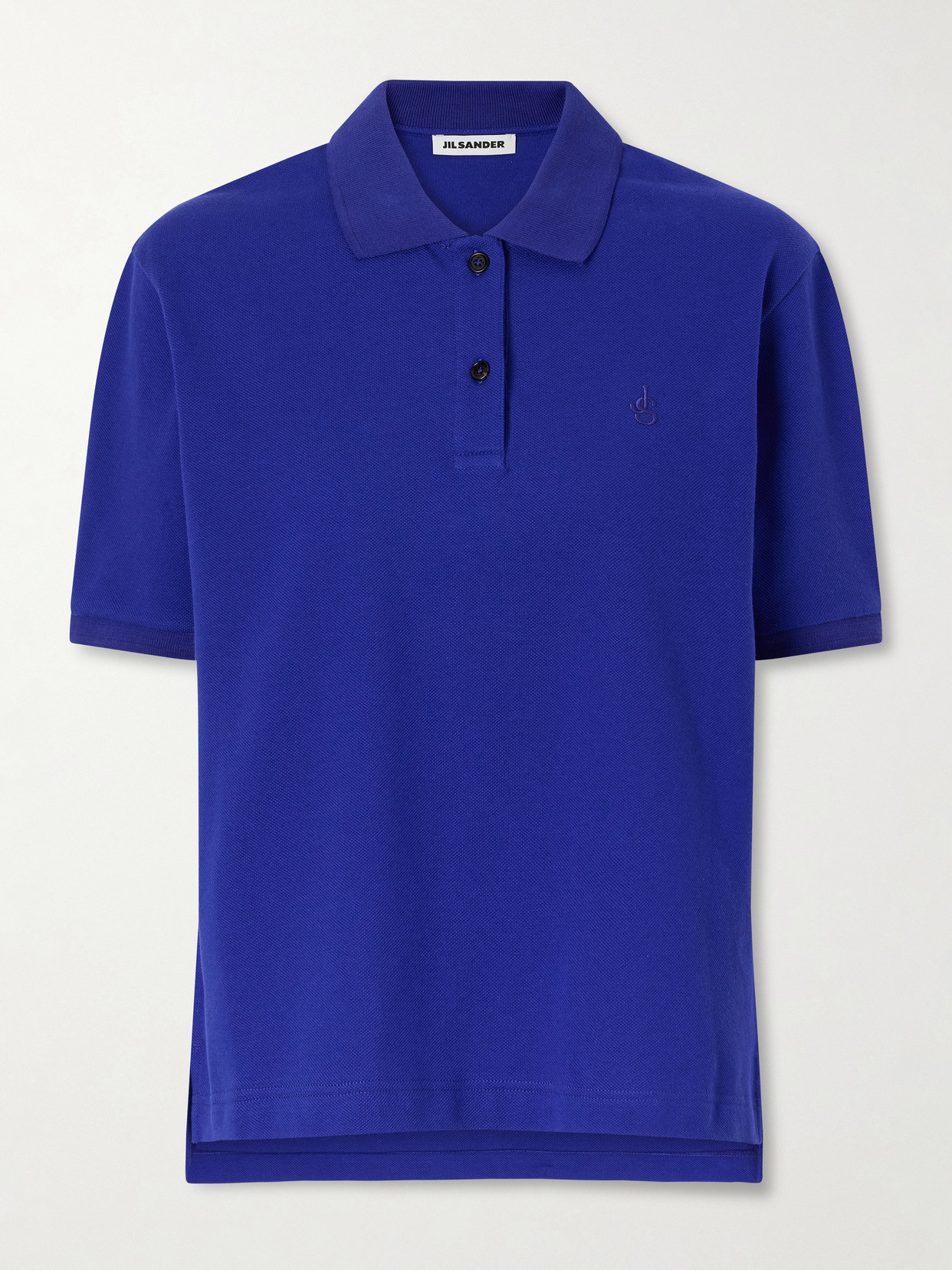 Jil Sander Logo-embroidered Cotton-piqué Polo Shirt In Blue