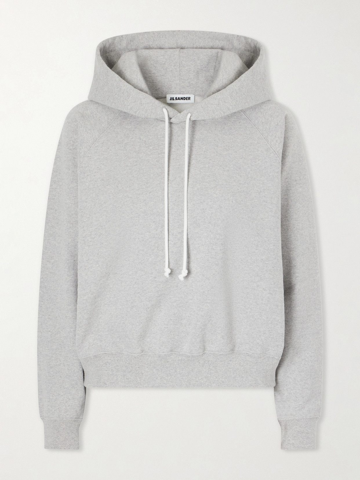Jil Sander Cropped Cotton-jersey Hoodie In Gray
