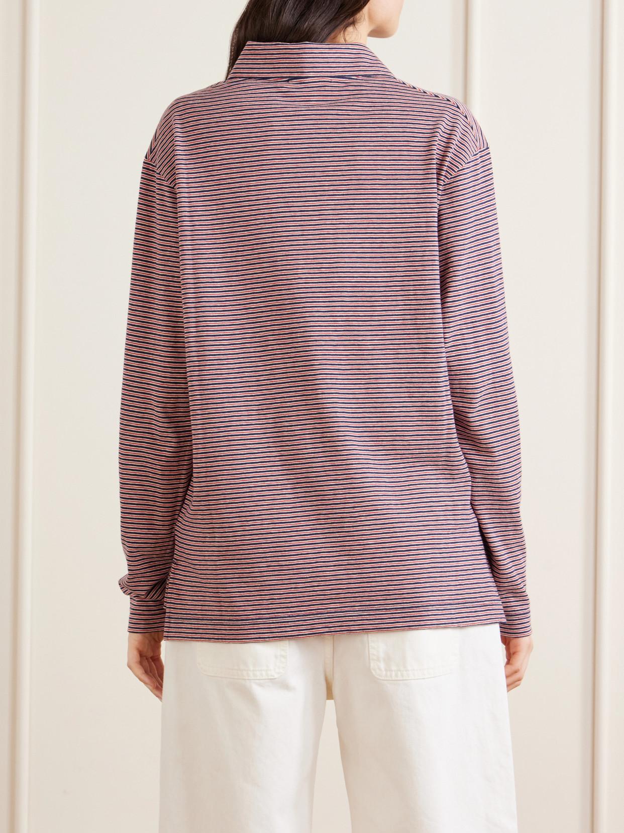 Logo-Embroidered Striped Cotton-Jersey Polo