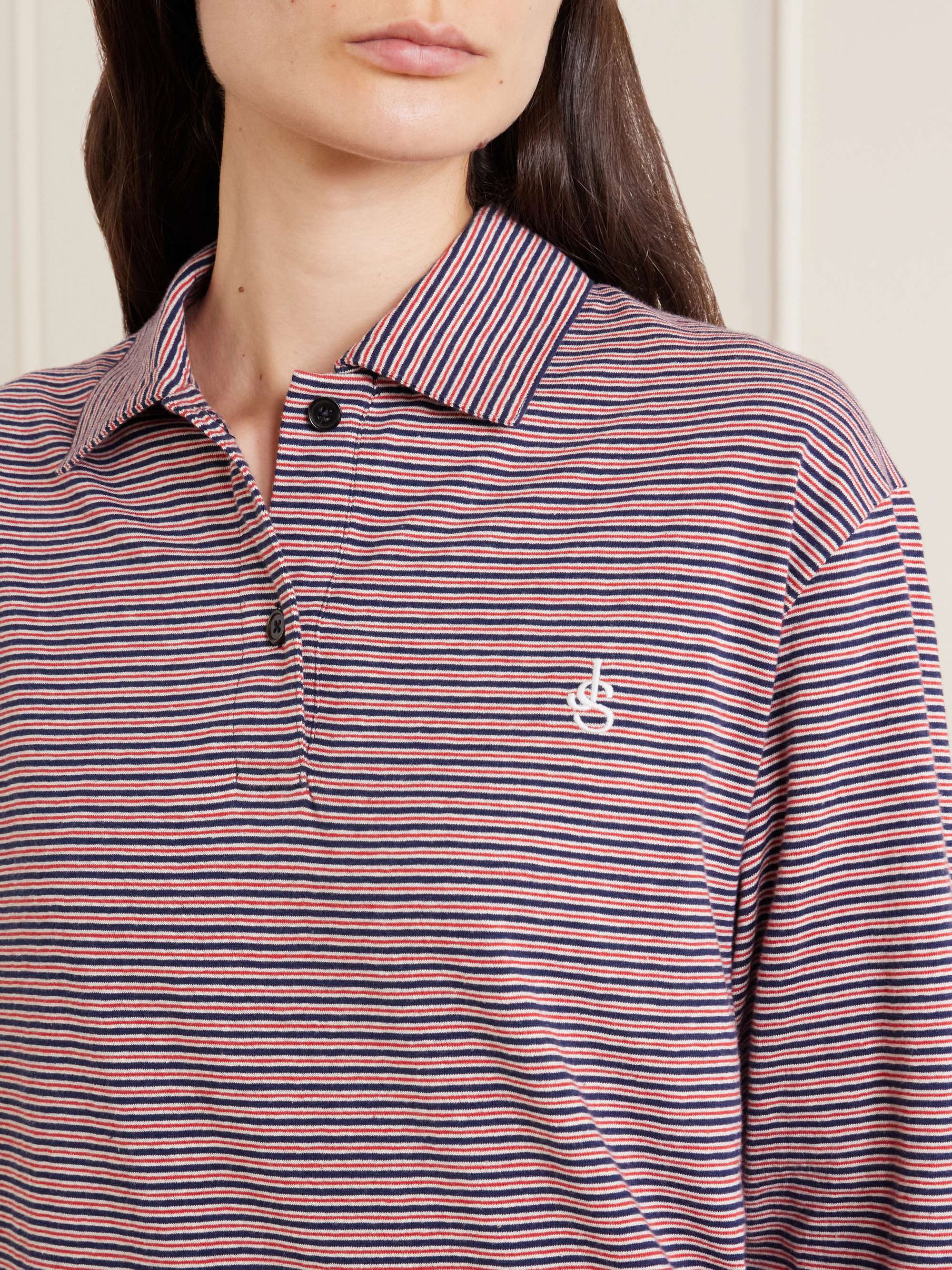 JIL SANDER Logo-embroidered striped cotton-jersey polo shirt | NET