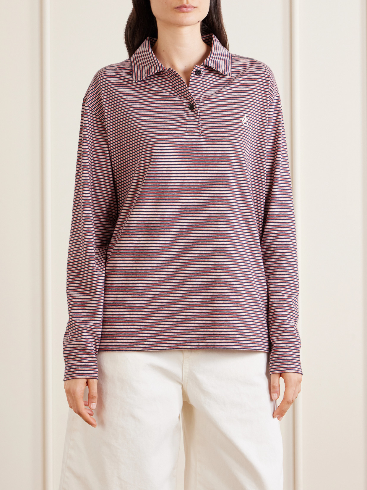 Logo-Embroidered Striped Cotton-Jersey Polo