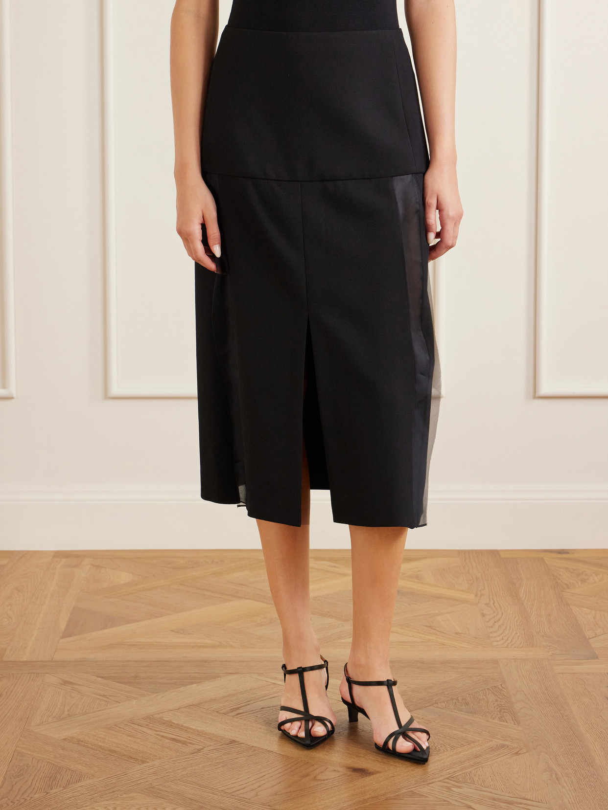 Satin-Trimmed Midi