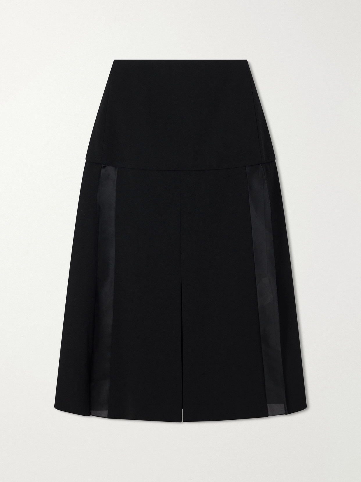 Jil Sander Satin-trimmed Wool Midi Skirt In Black