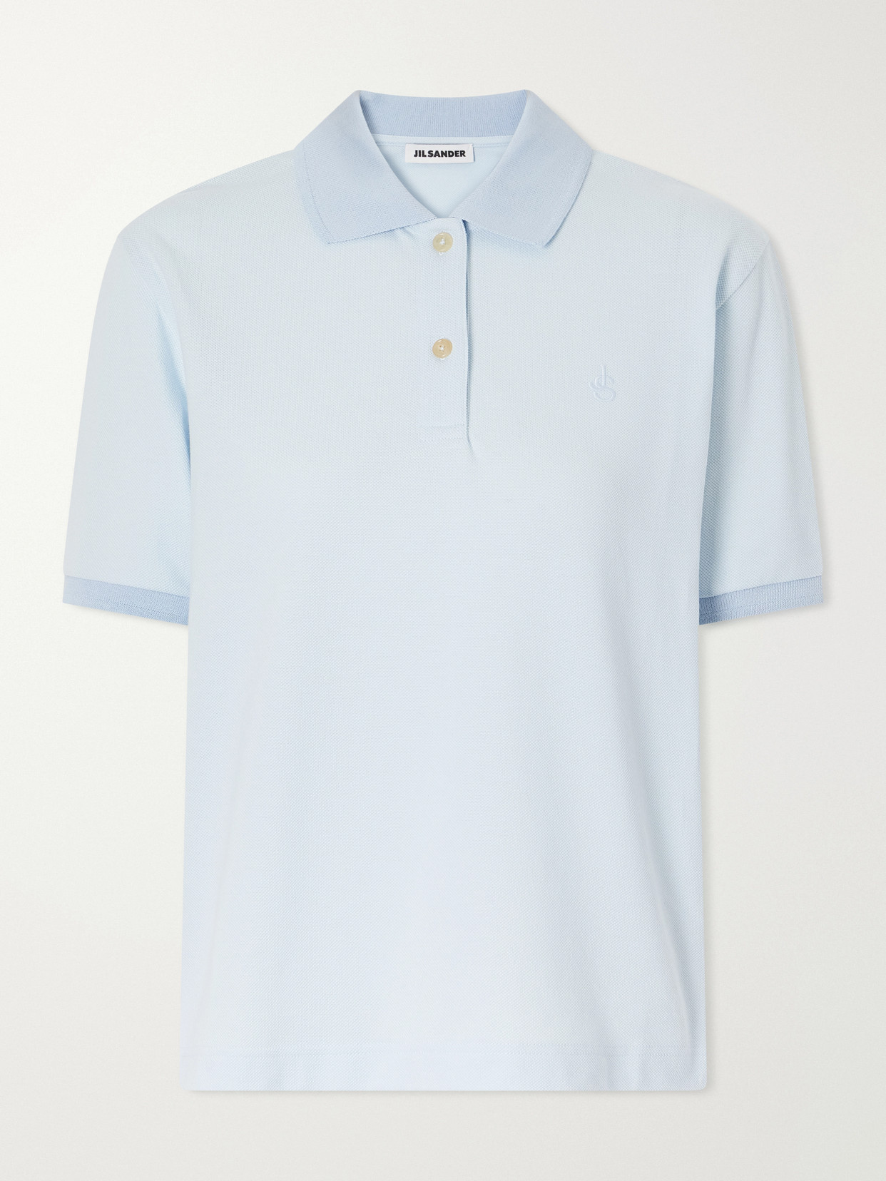Jil Sander Logo-embroidered Cotton-piqué Polo Shirt In Blue