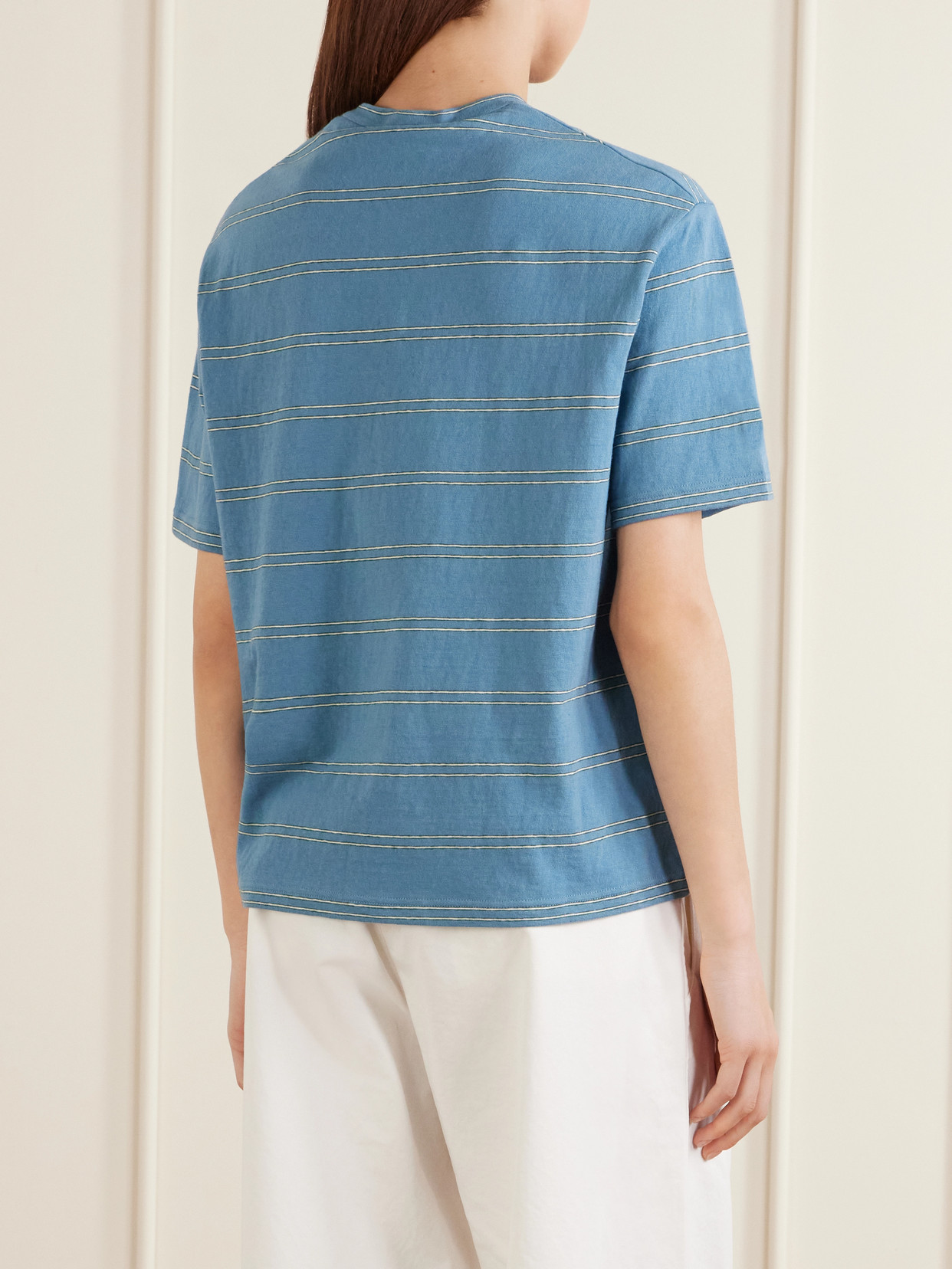 Logo-Embossed Striped Cotton T-Shirt