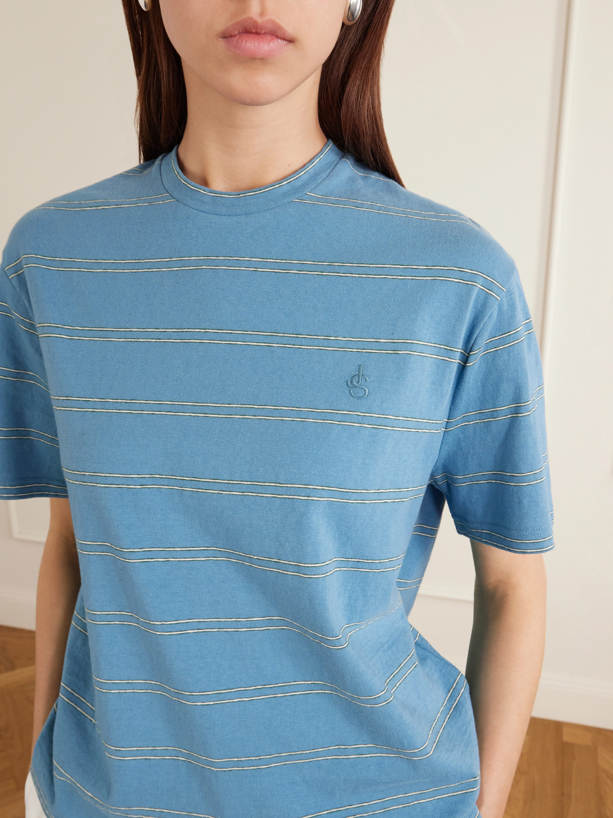 Logo-Embossed Striped Cotton T-Shirt
