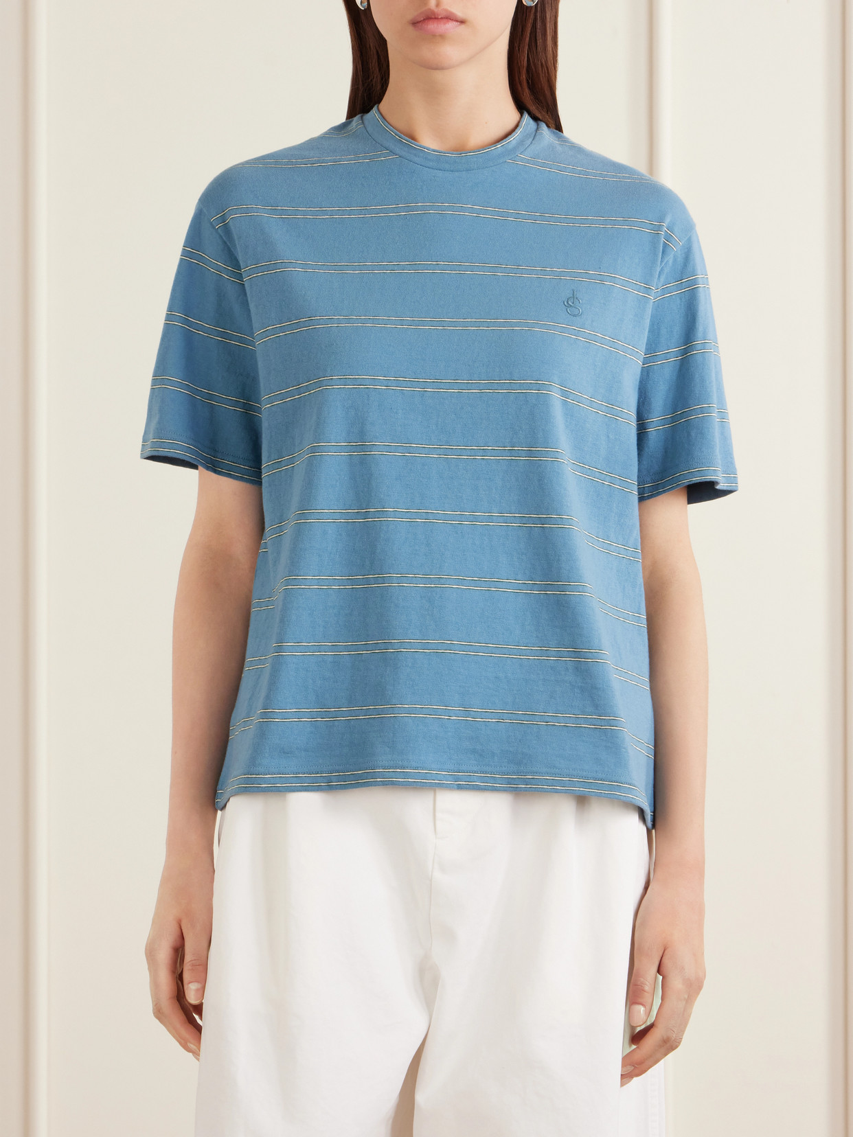 Logo-Embossed Striped Cotton T-Shirt