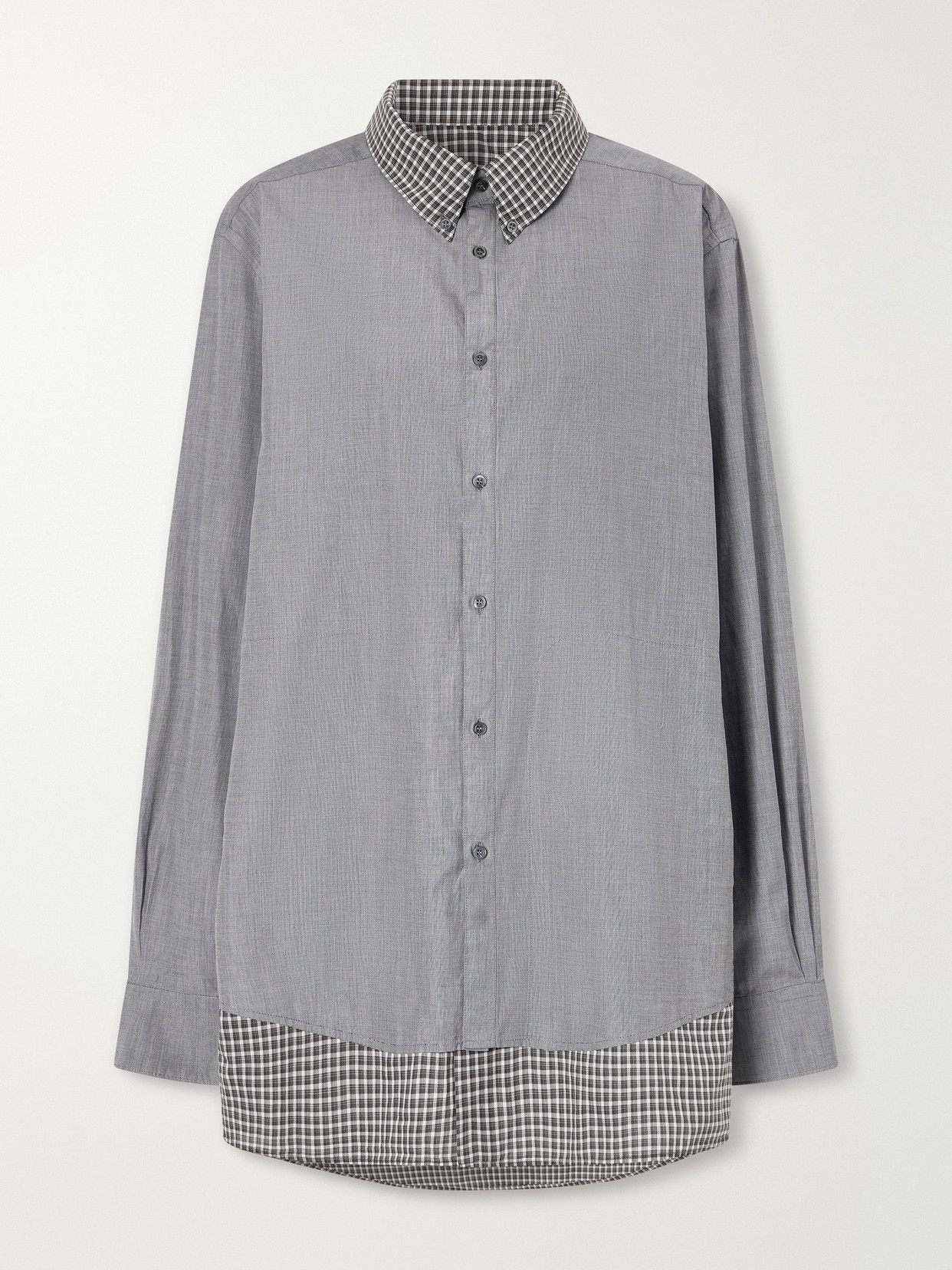 Maison Margiela Double-layer Cotton-jersey Shirt In Gray