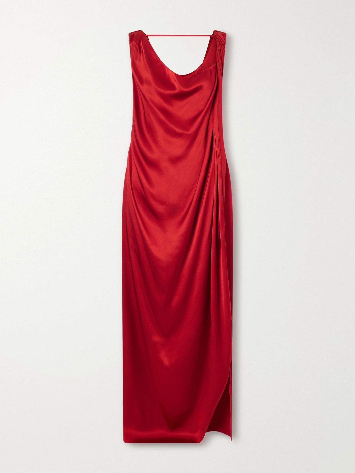 draped silk blend satin maxi dress