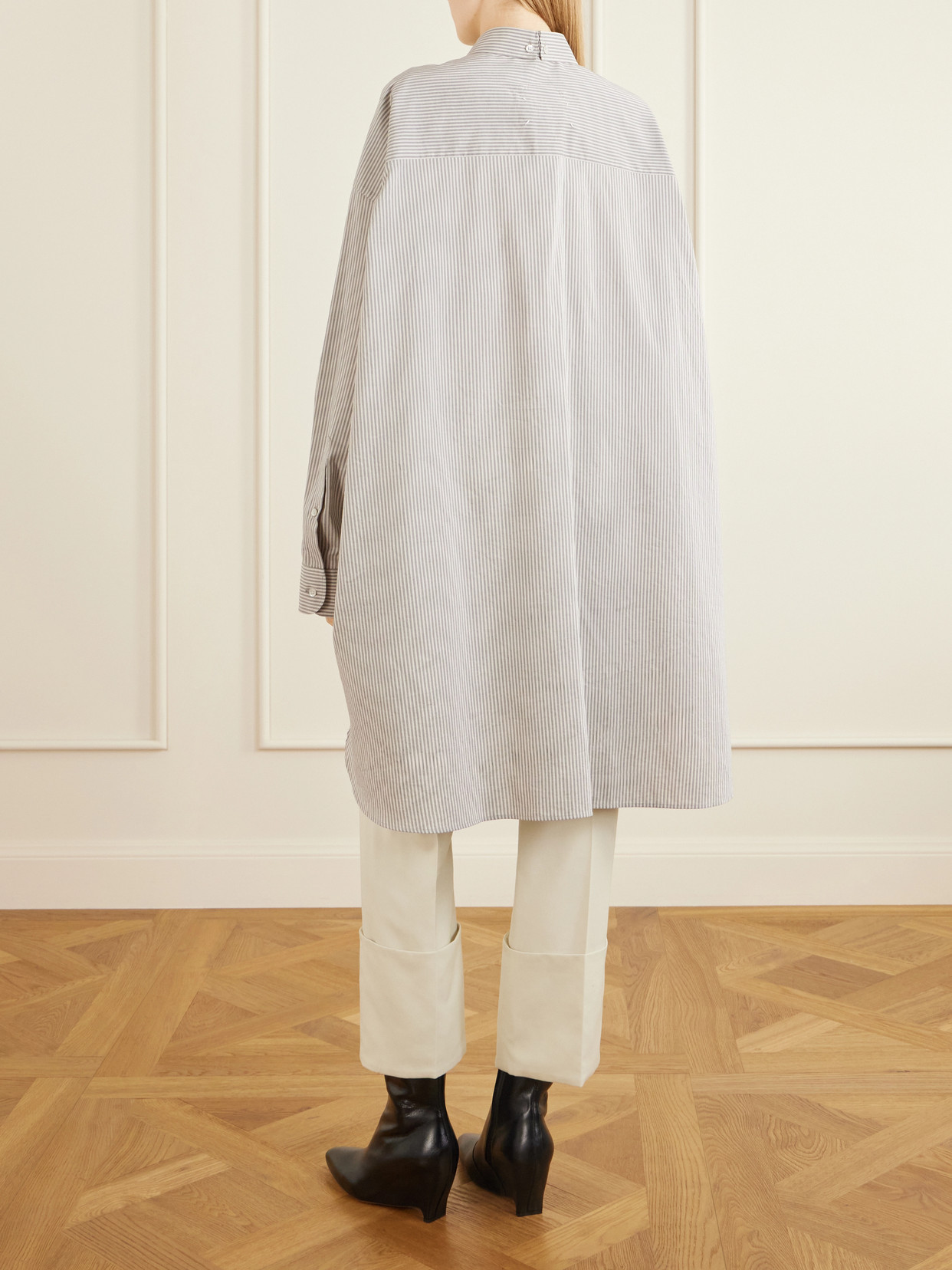 Oversized Striped Cotton And Silk-Blend Shirt