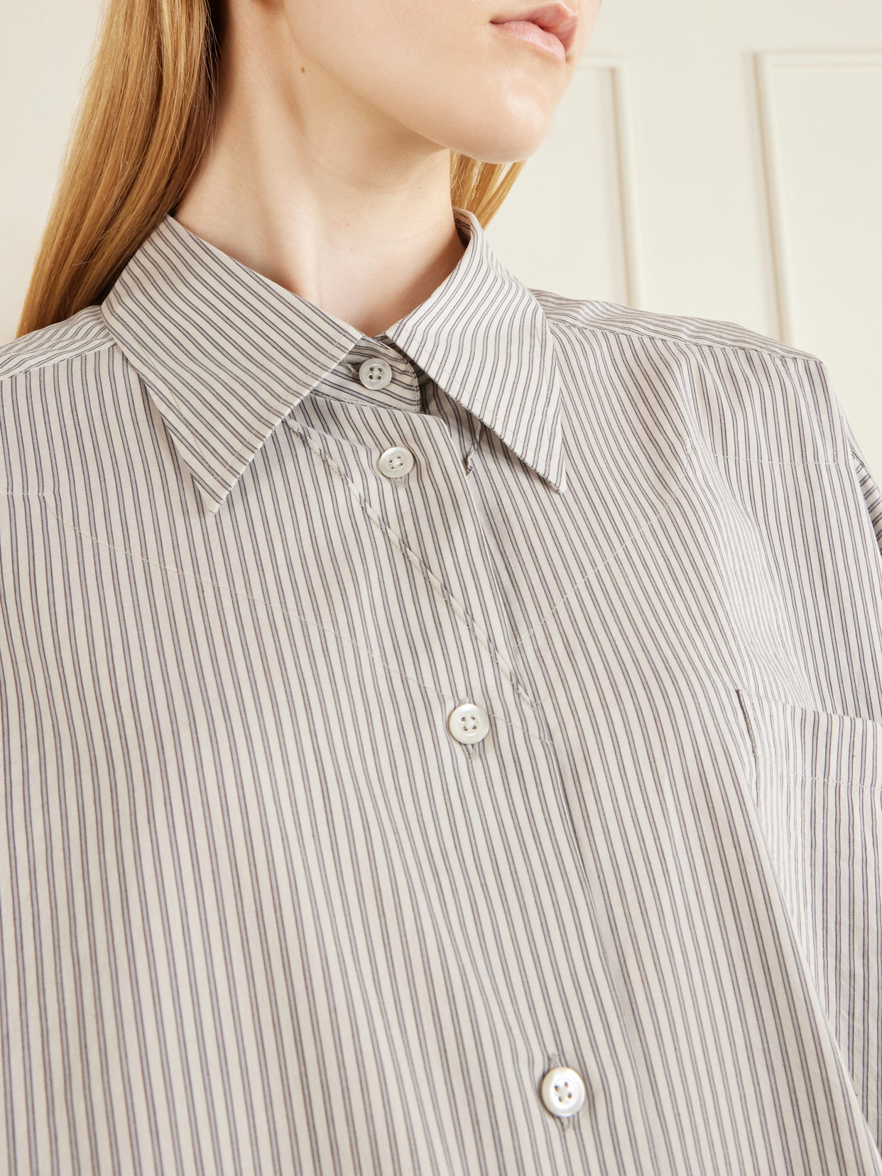 Oversized Striped Cotton And Silk-Blend Shirt