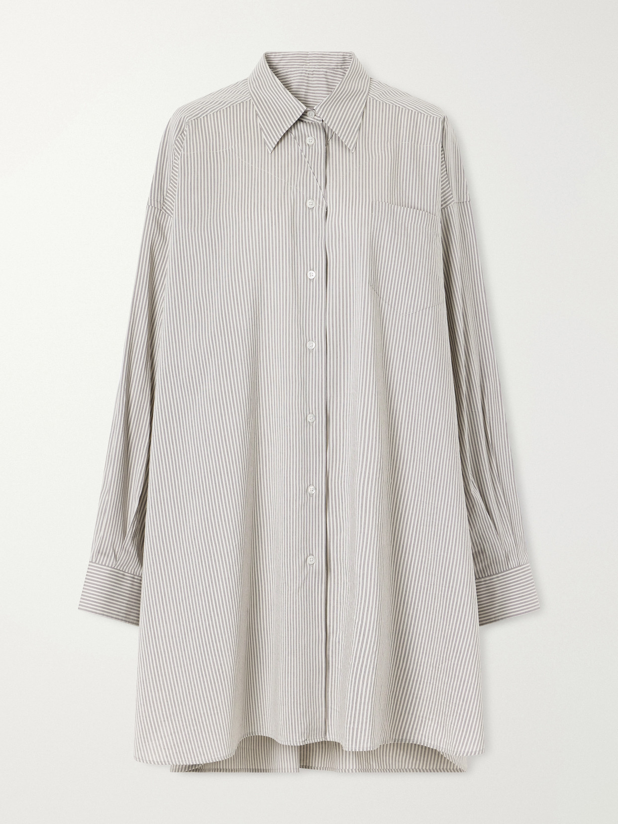 Maison Margiela Oversized Striped Cotton And Silk-blend Shirt In Gray