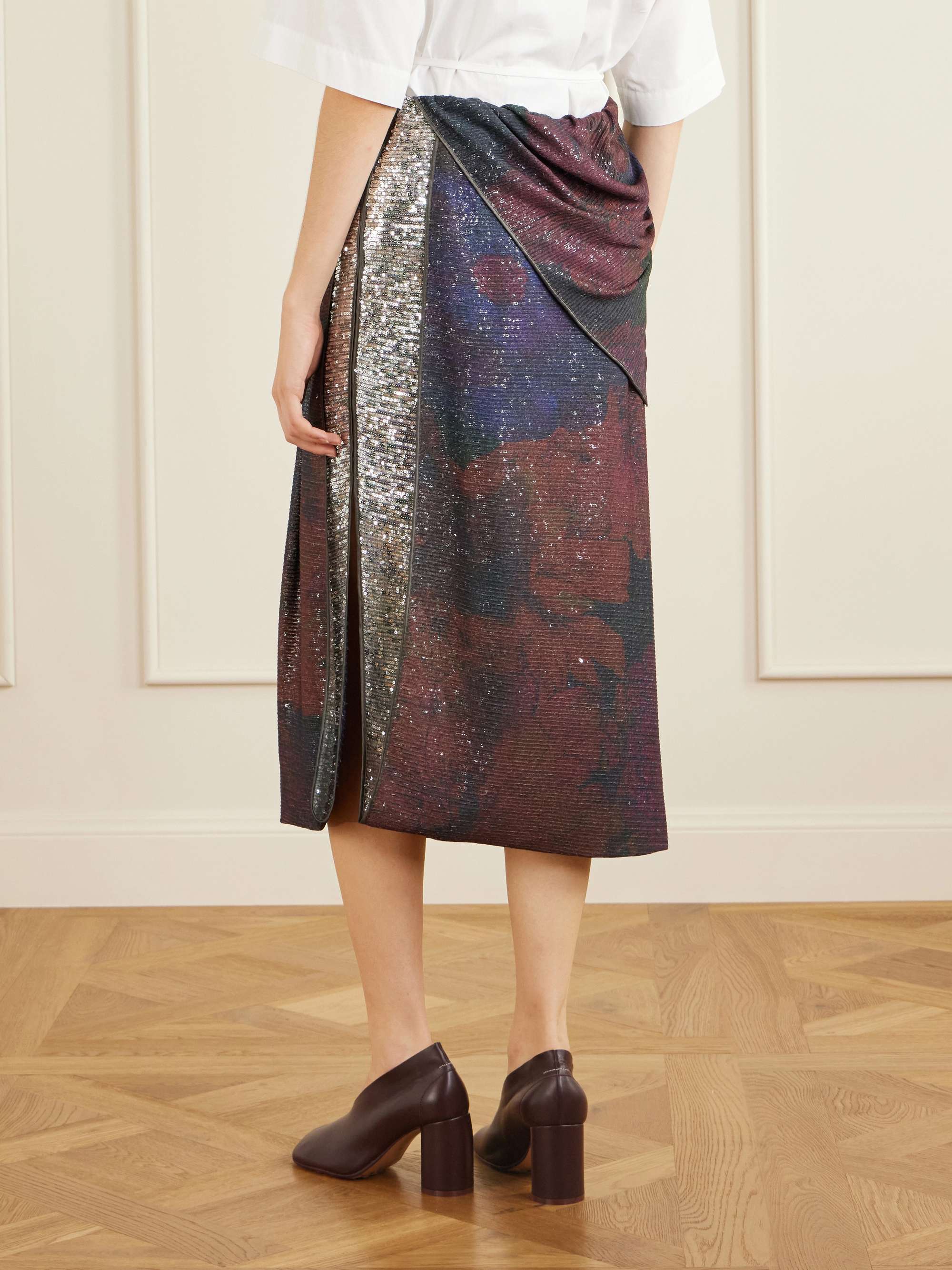 MAISON MARGIELA Sequined satin midi skirt | NET-A-PORTER